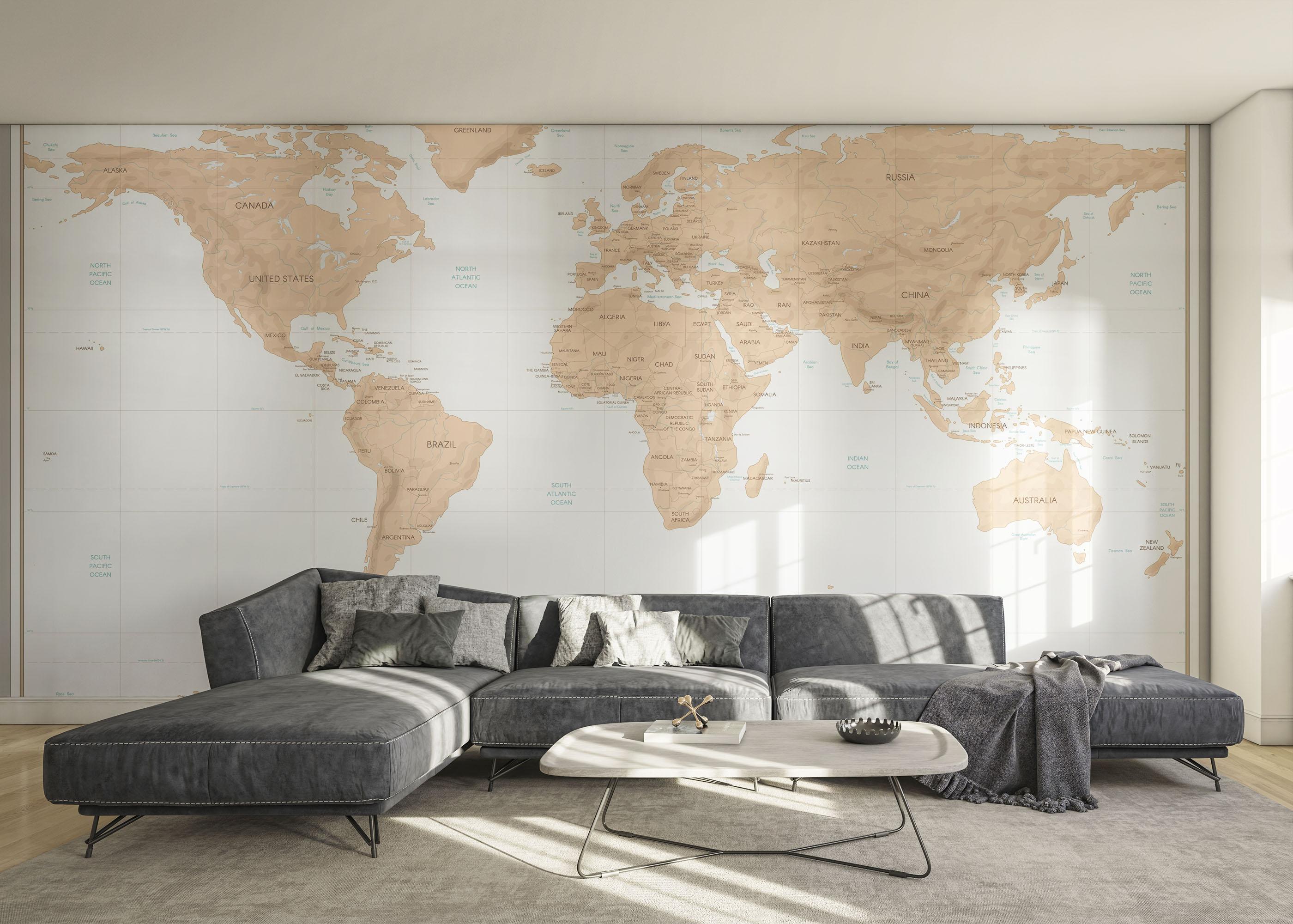 Fototapete Dark Cream Map mockup 0