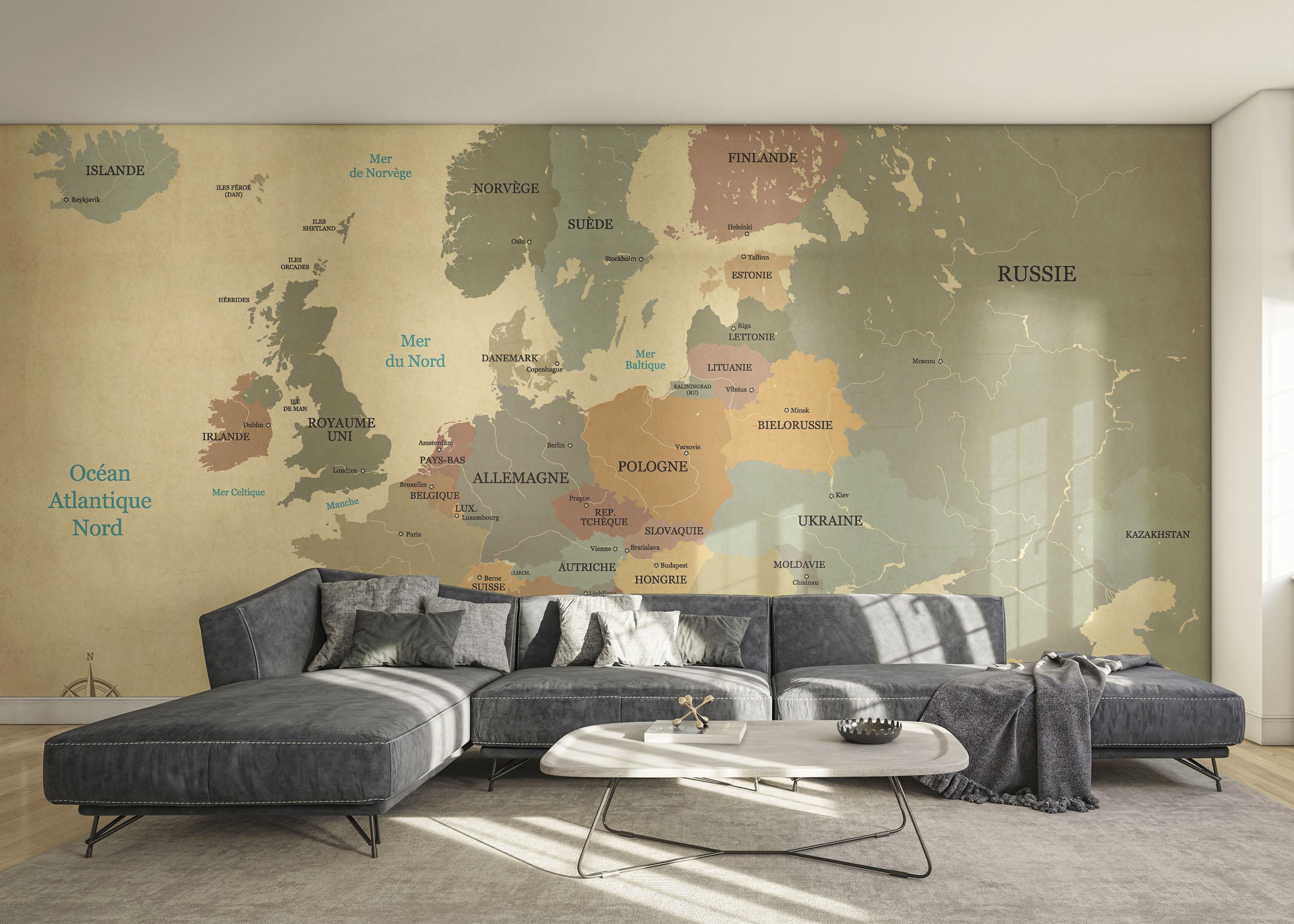 Fototapete Europe Vintage Map mockup 0