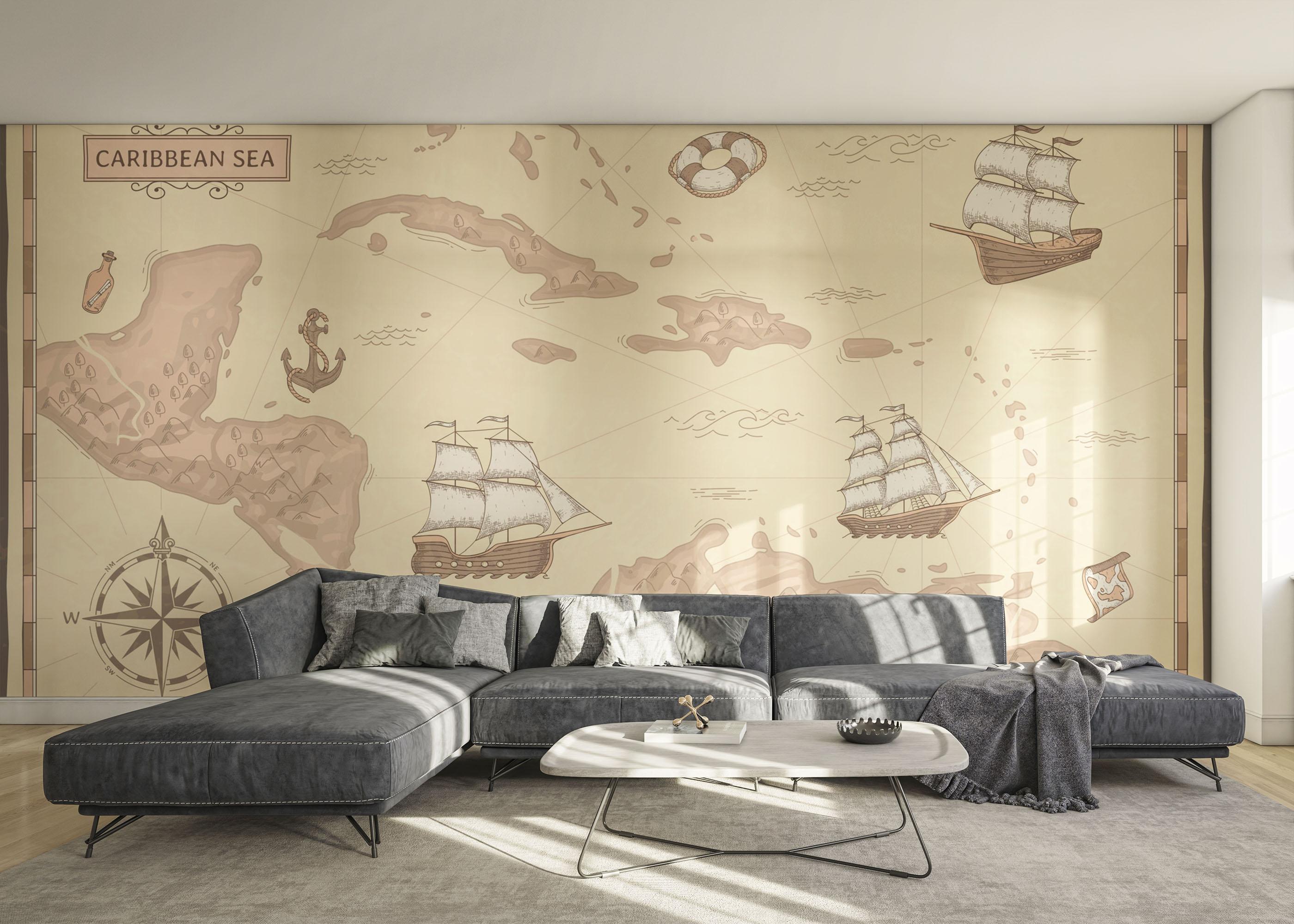 Fototapete Light Pink Map mockup 0