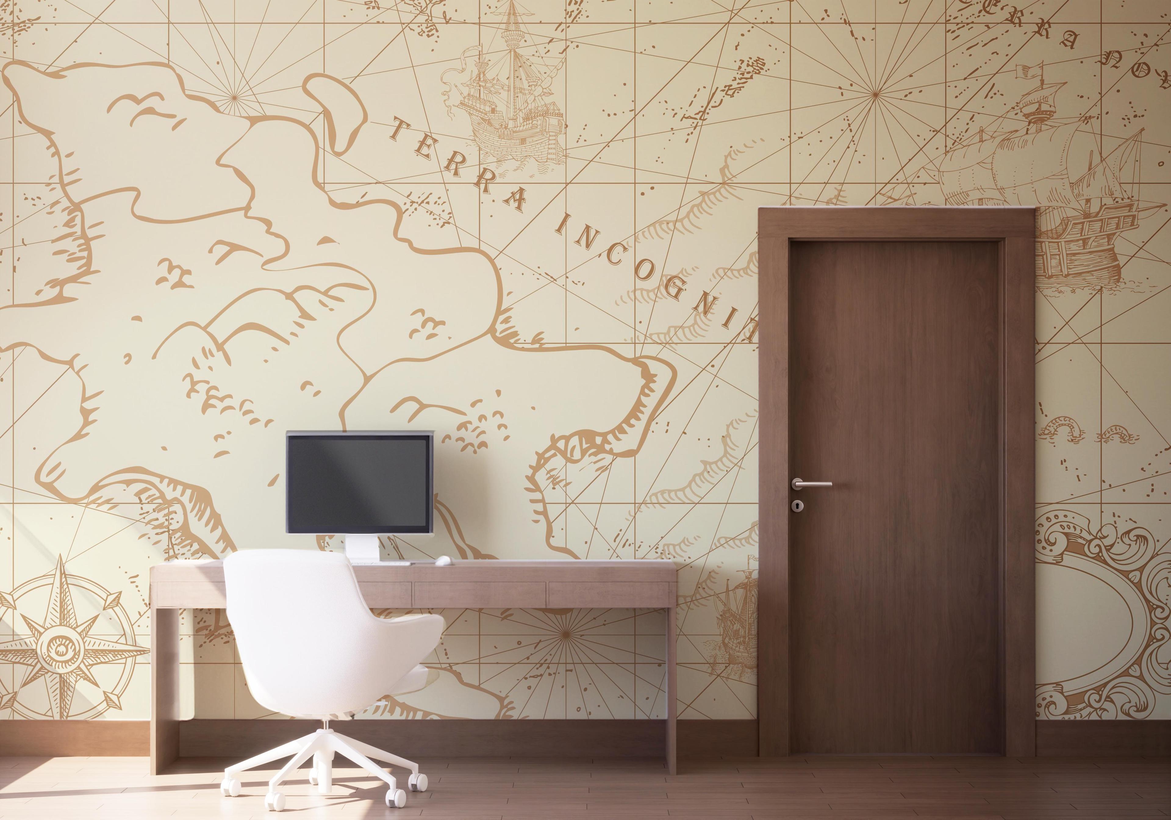 Fototapete Ancient Cream Map mockup 1
