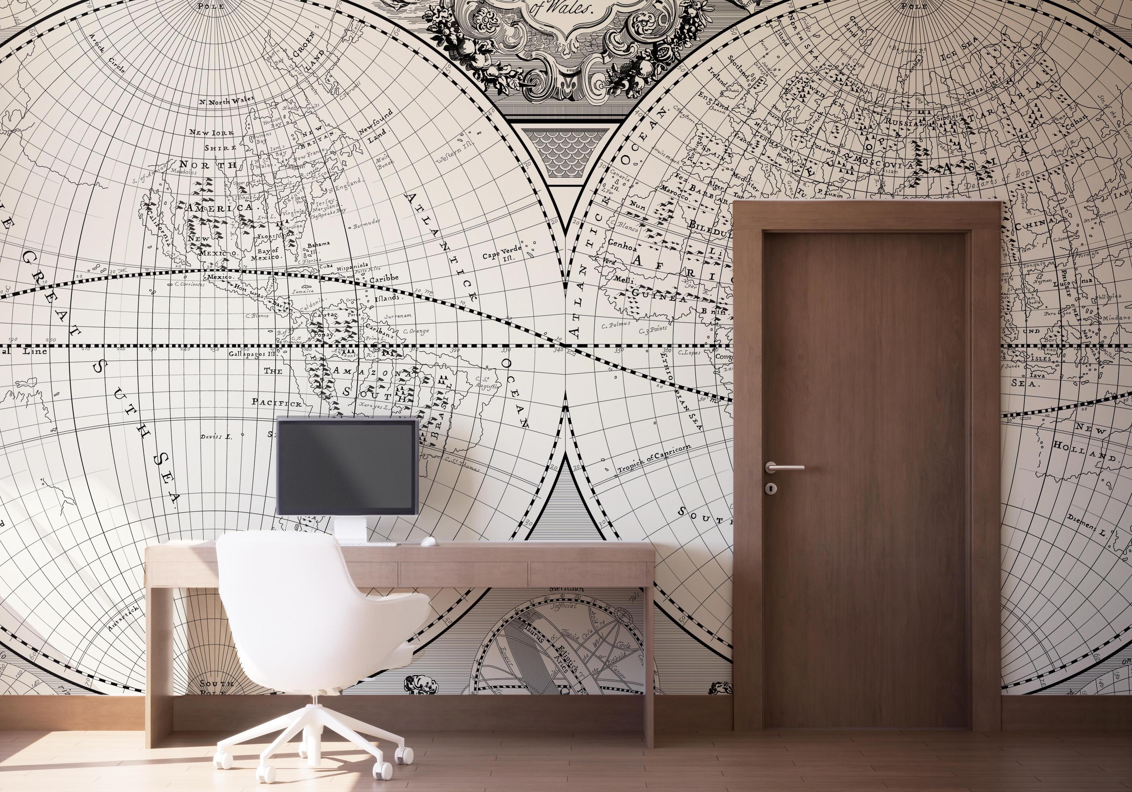 Fototapete Black Old Map mockup 1