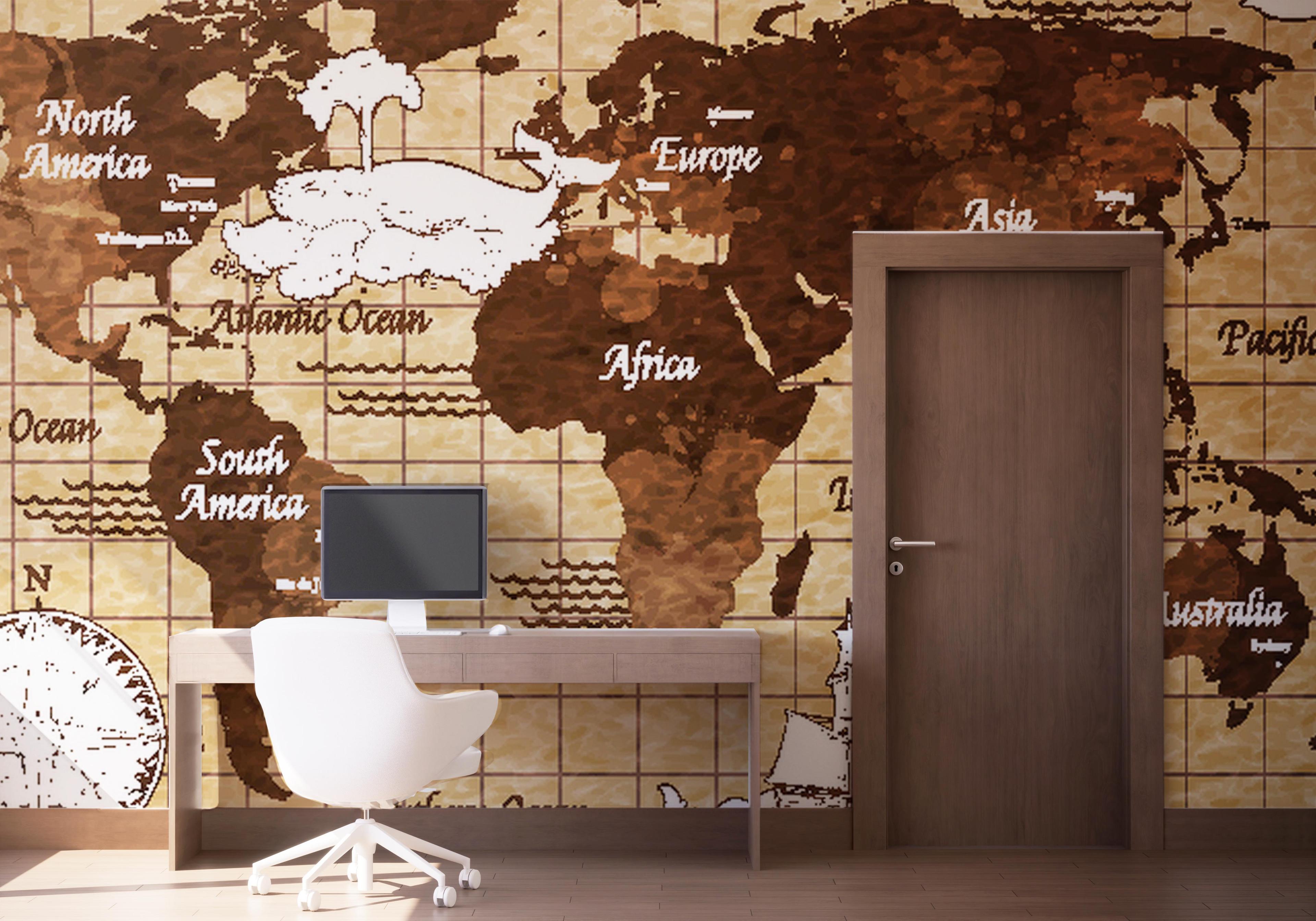 Fototapete Coffee Color Map mockup 1