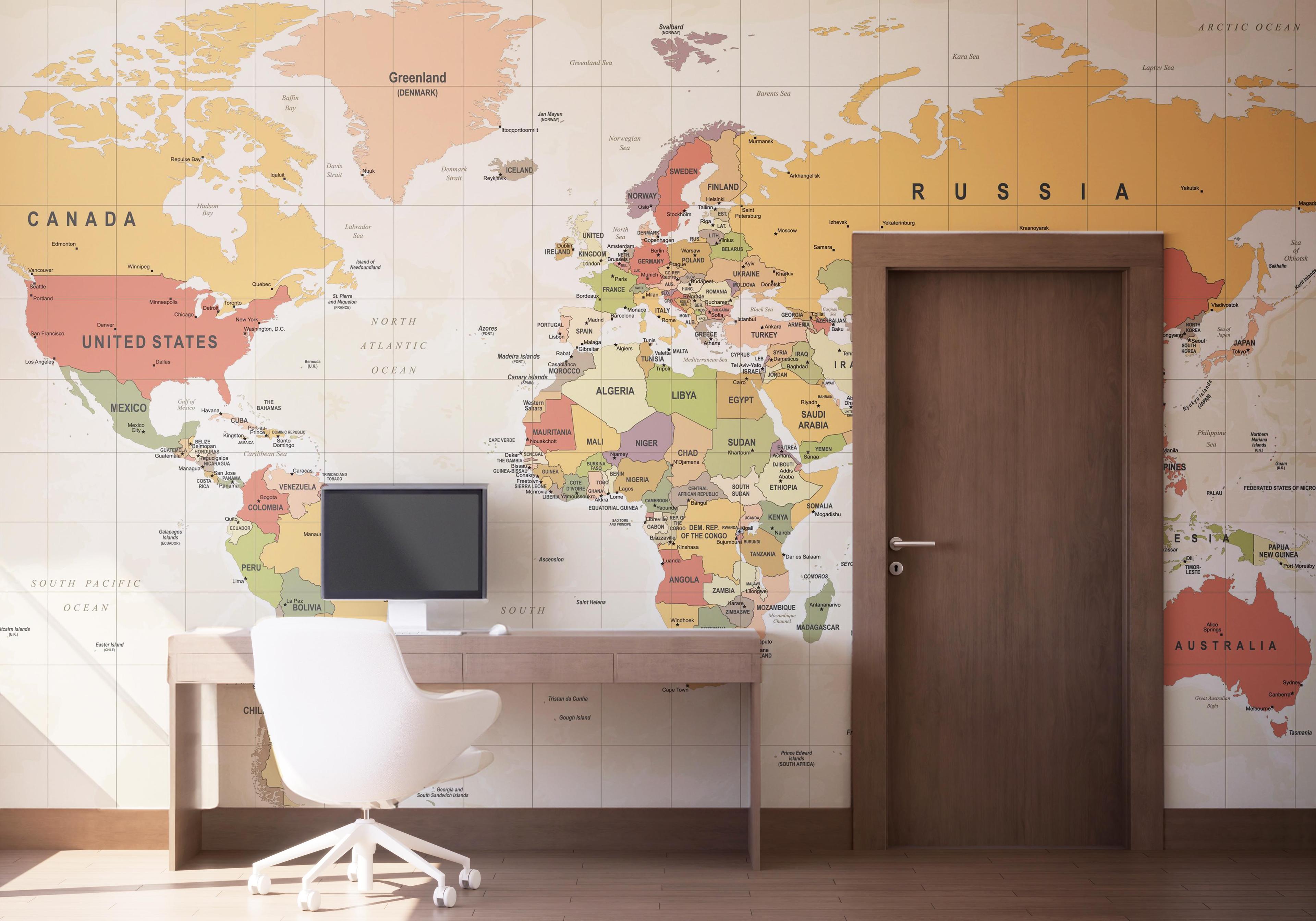 Fototapete Colorful Old Map mockup 1