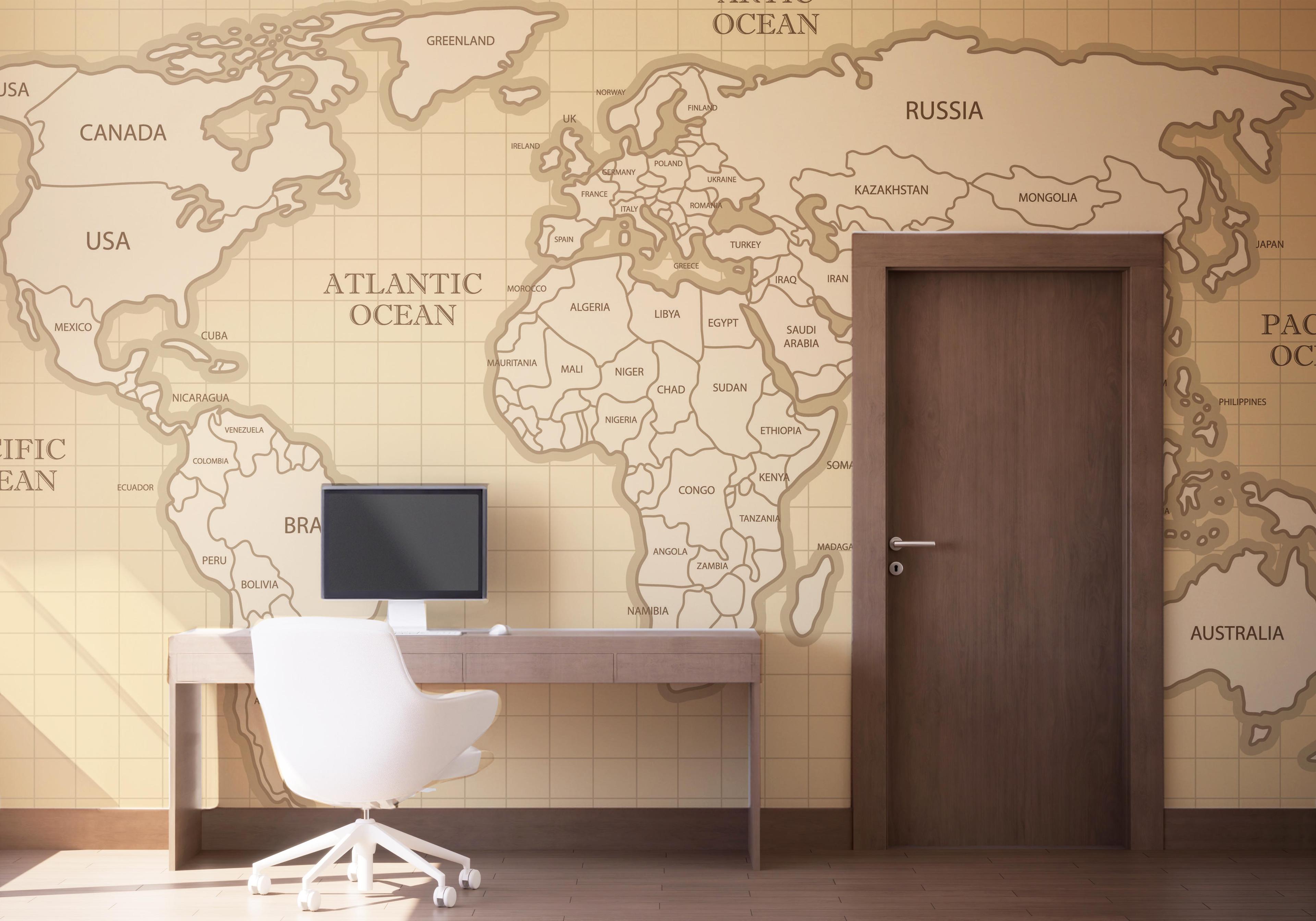 Fototapete Cream Shades Map mockup 1