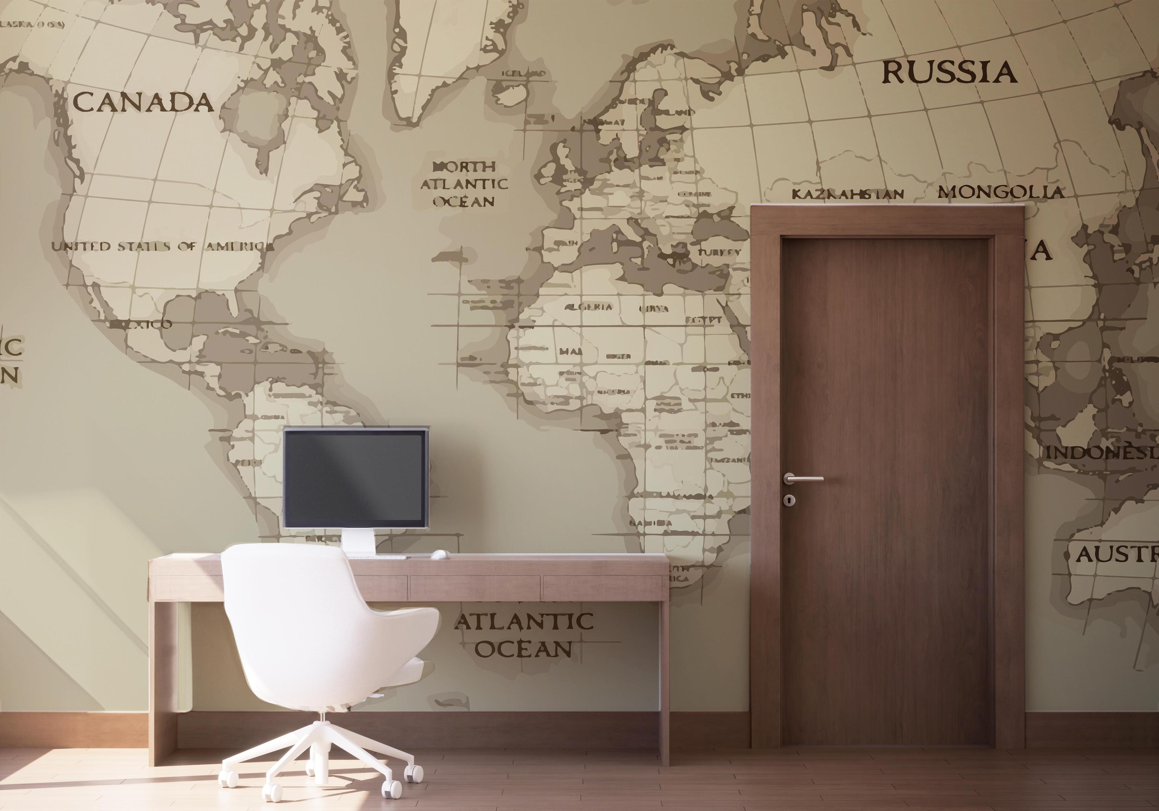 Fototapete Grey Old Map mockup 1