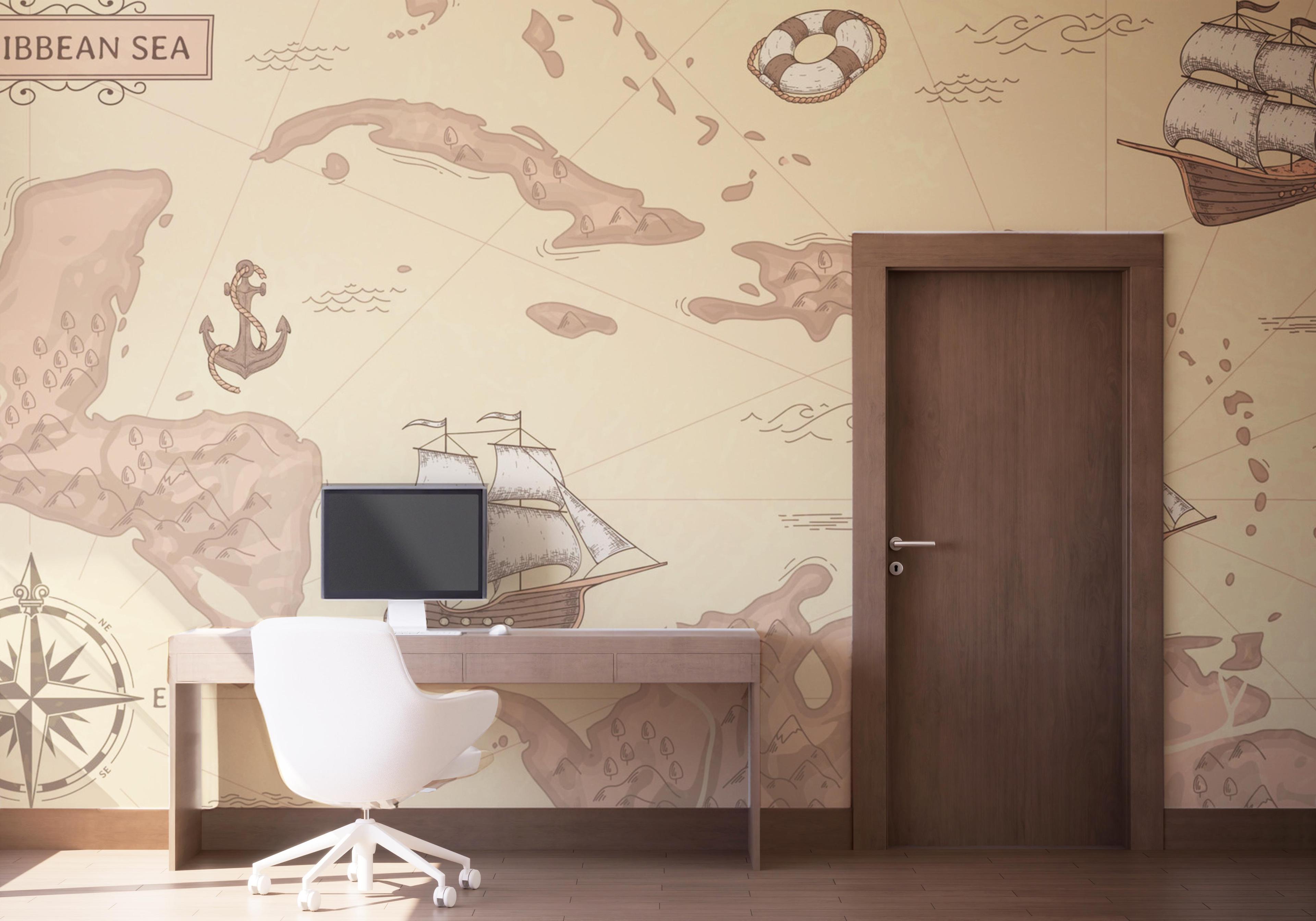 Fototapete Light Pink Map mockup 1