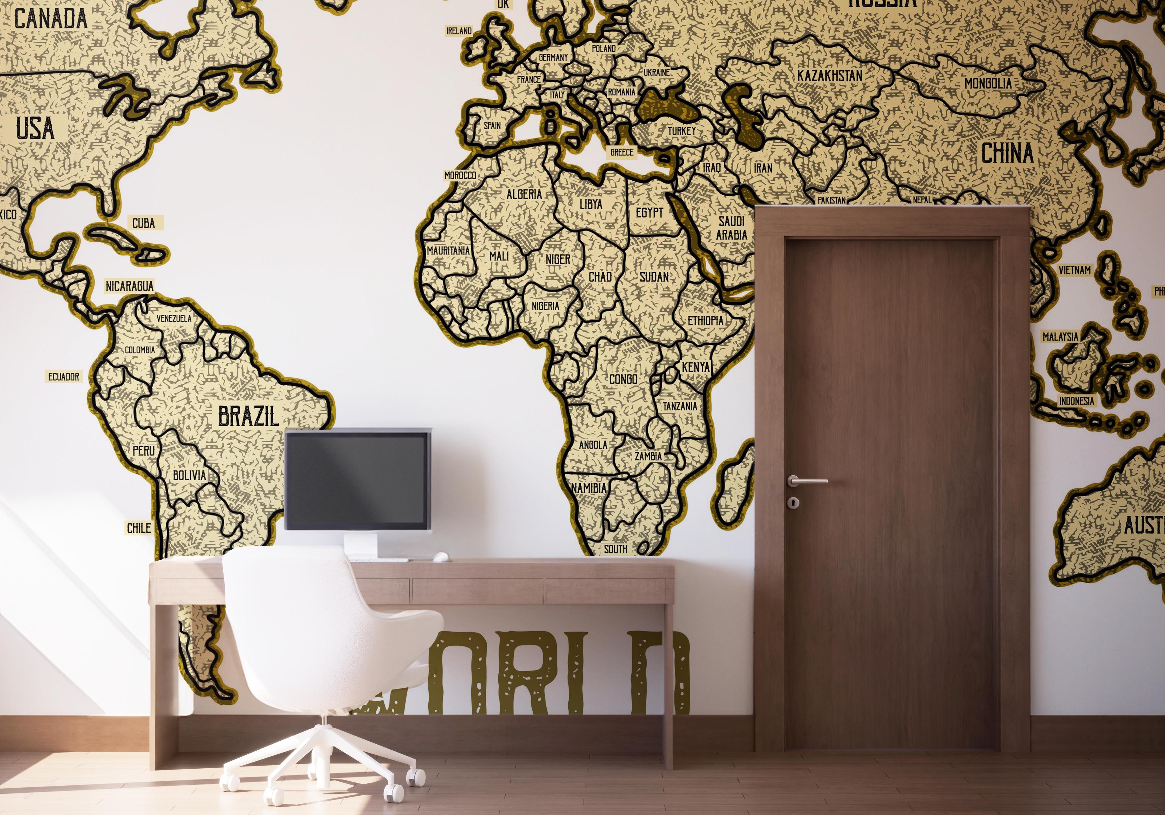 Fototapete Map Vintage Engraved mockup 1