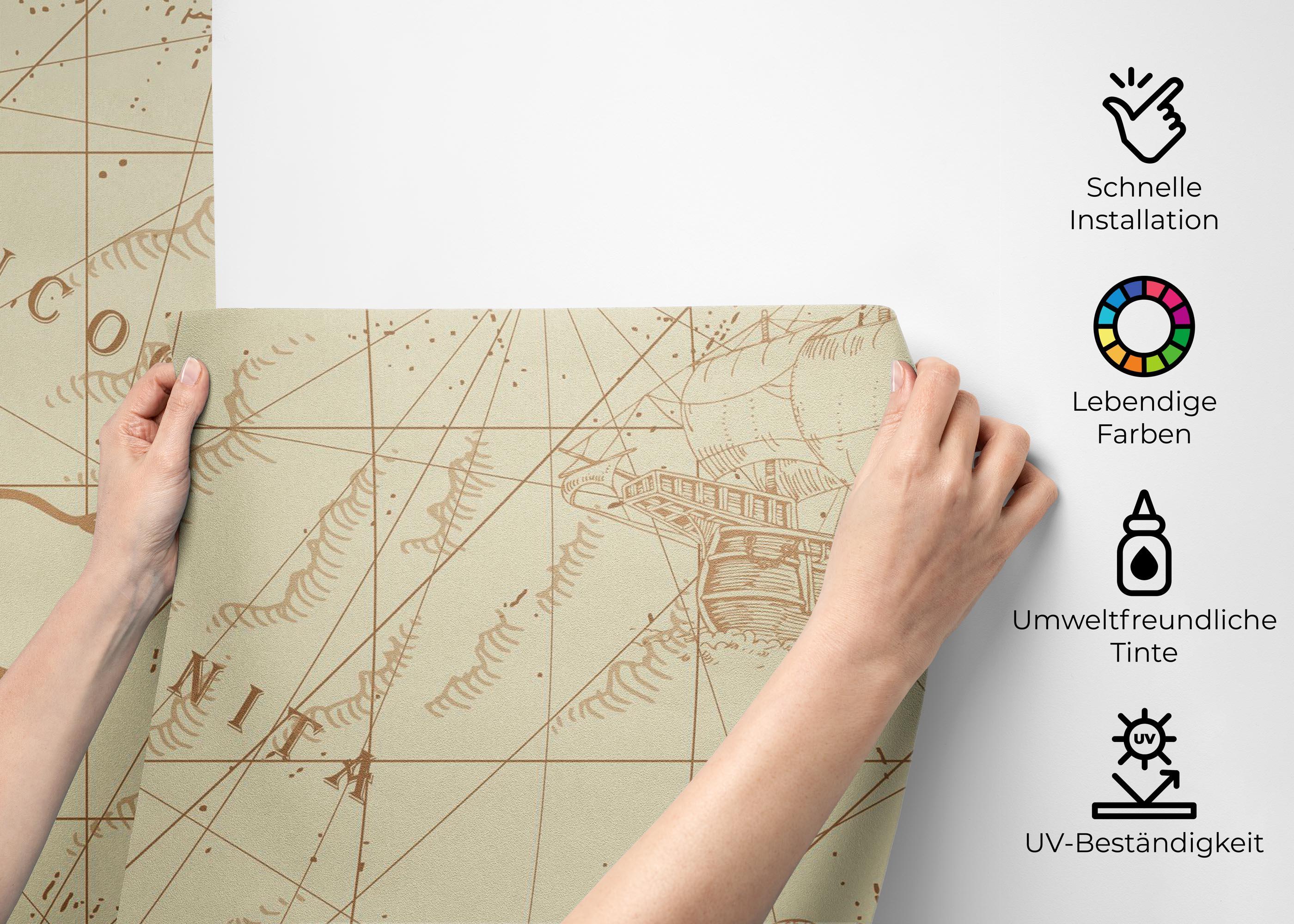 Fototapete Ancient Cream Map mockup 2