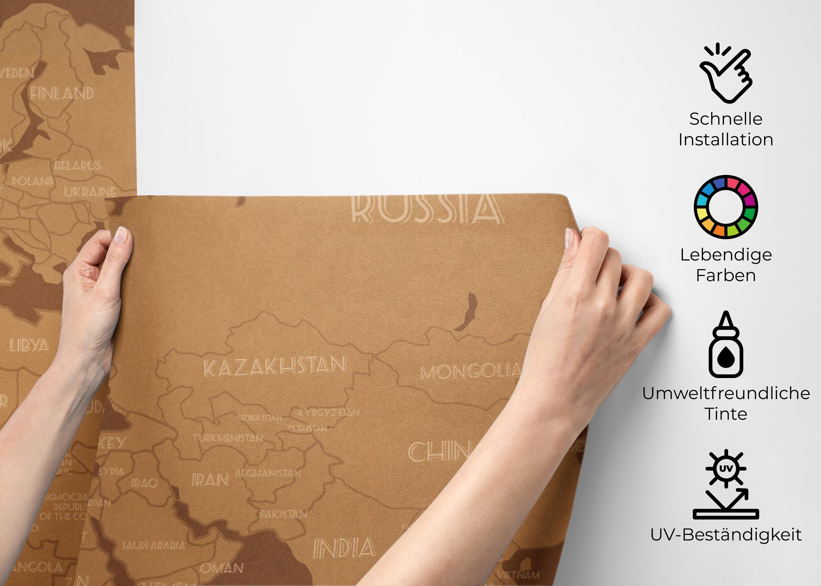 Fototapete Brown World Map mockup 2