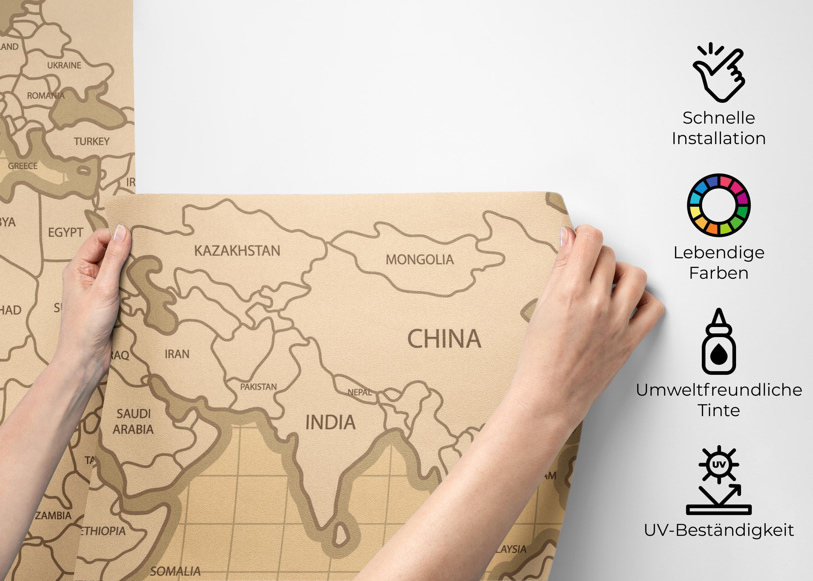 Fototapete Cream Shades Map mockup 2