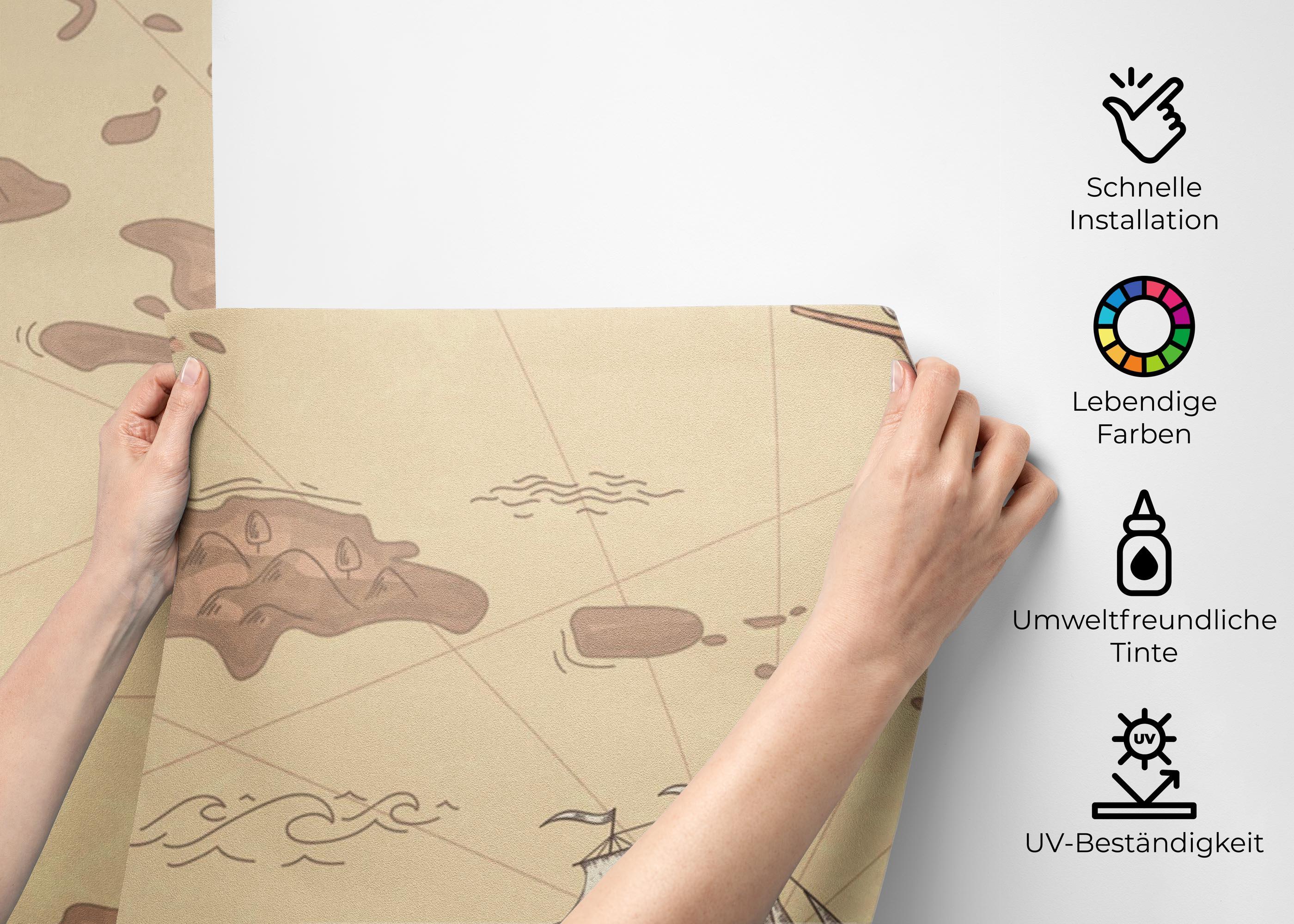 Fototapete Light Pink Map mockup 2