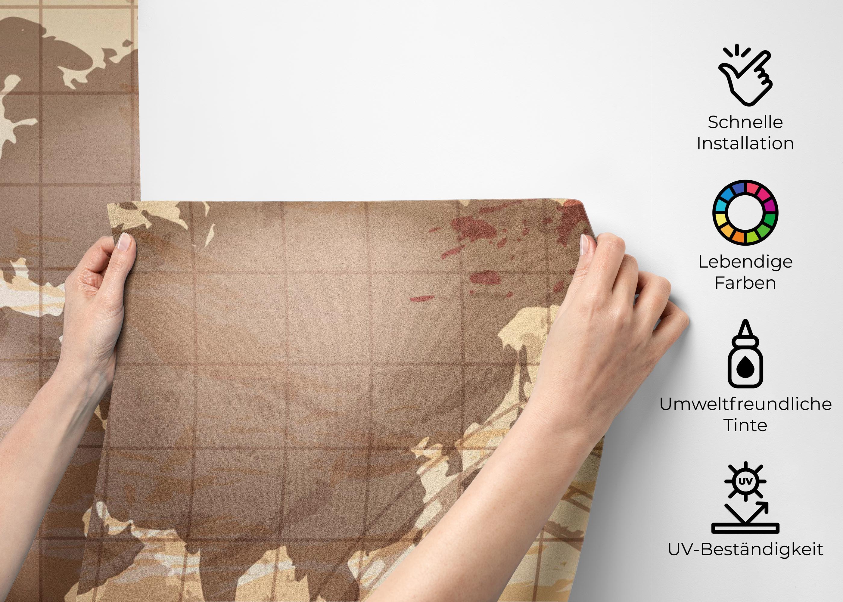 Fototapete Red Brown Map mockup 2