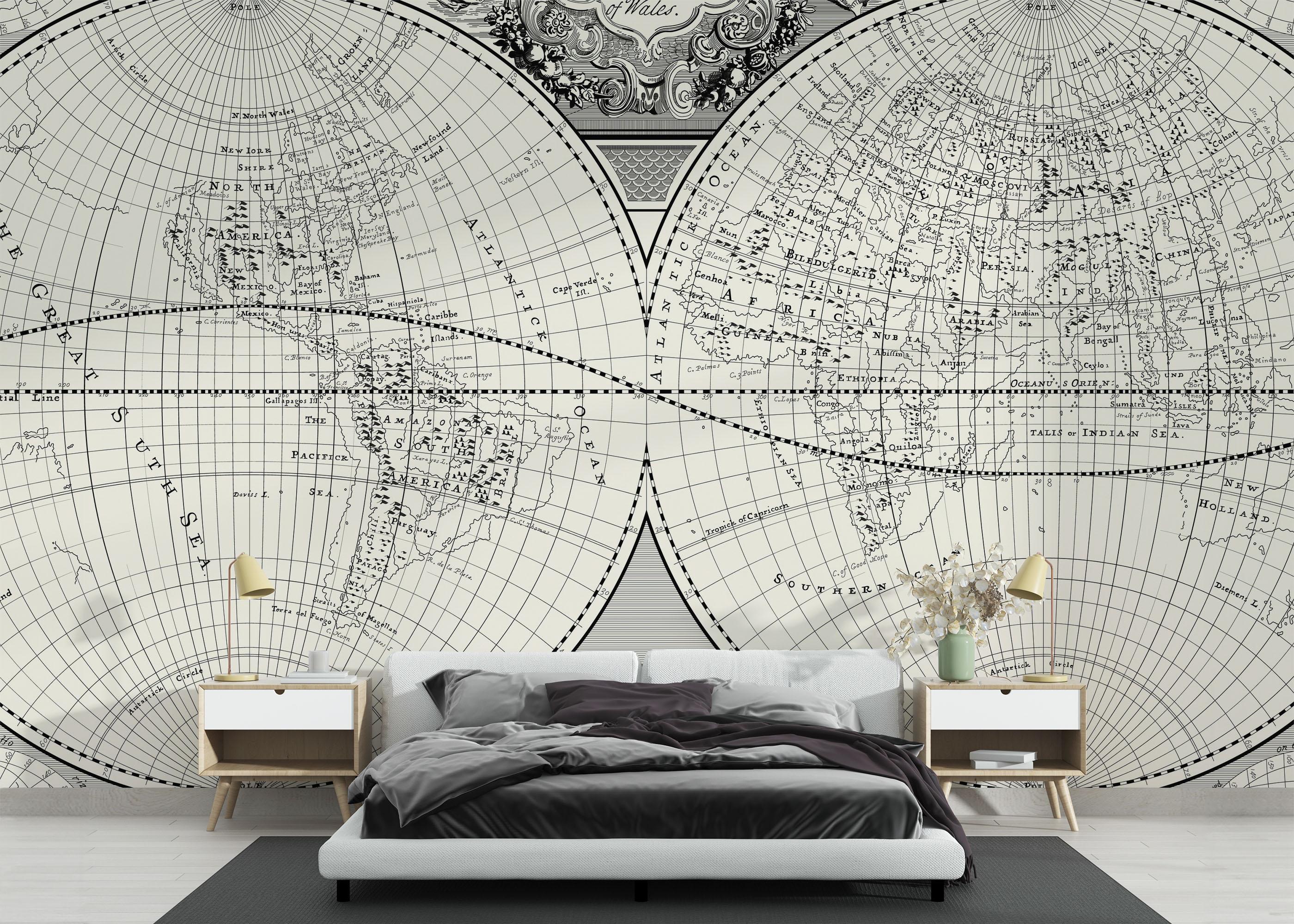 Fototapete Black Old Map mockup 3