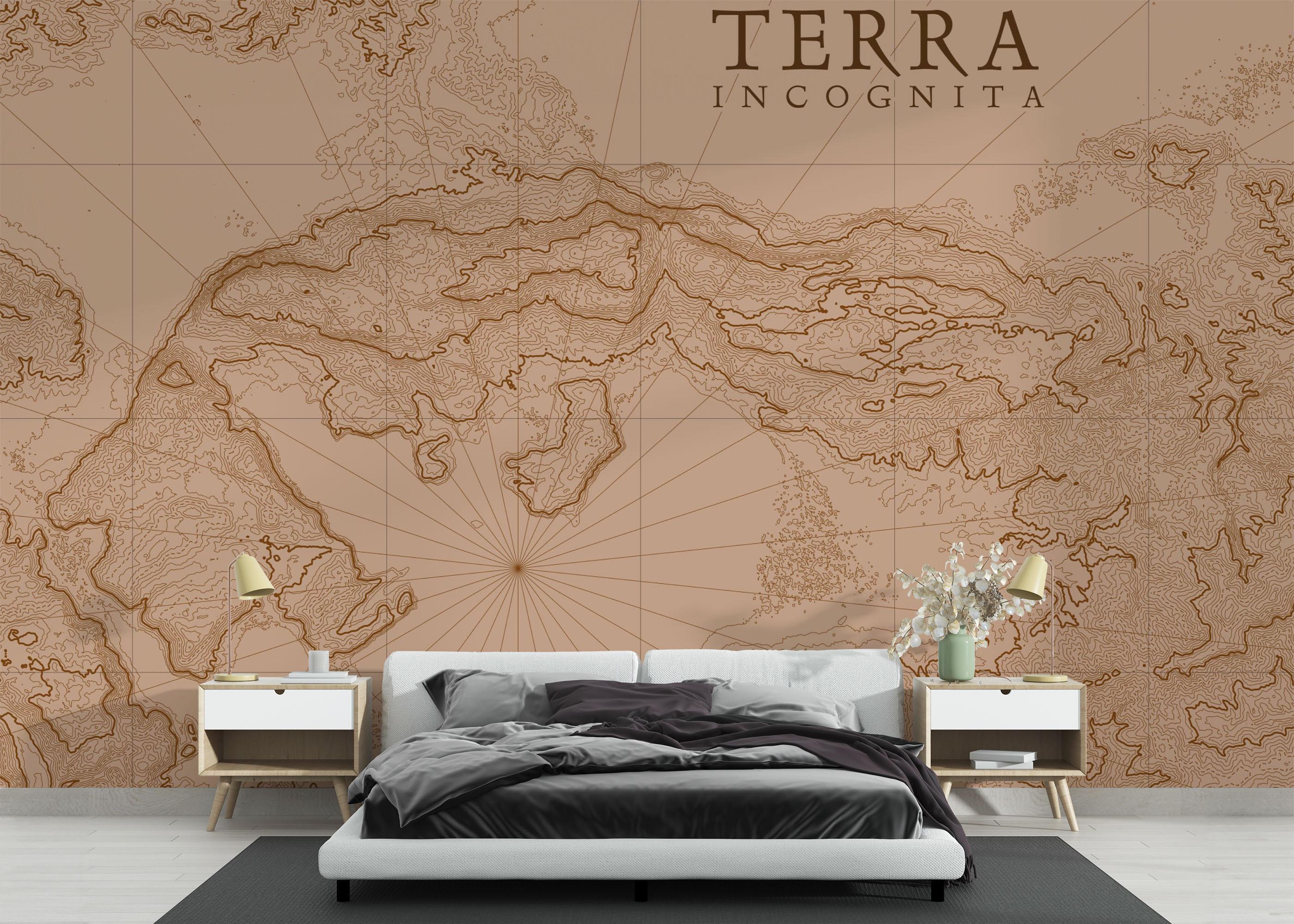 Fototapete Brown Pink Map mockup 3