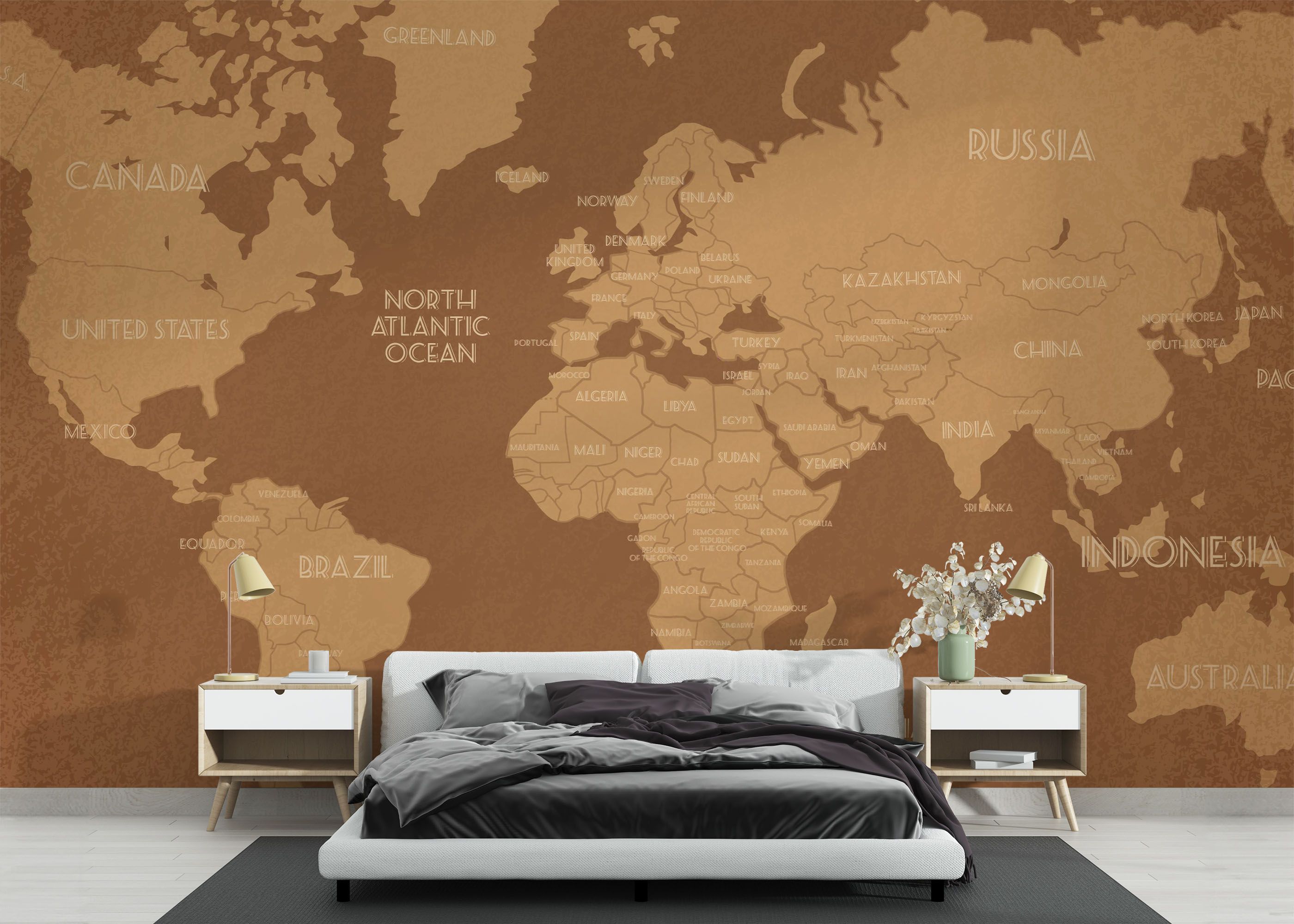 Brown World Map mockup 3