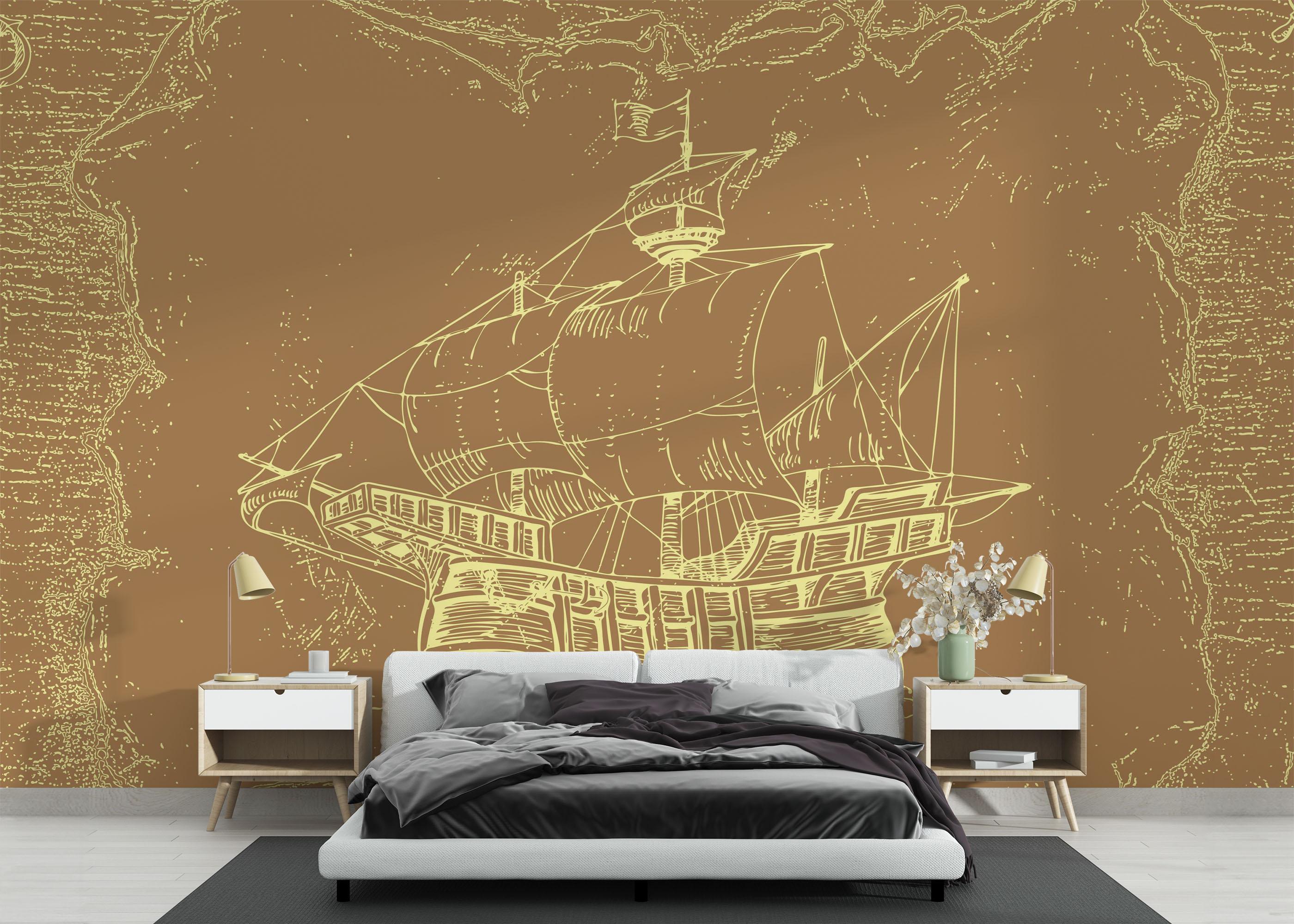 Fototapete Caravel Map mockup 3