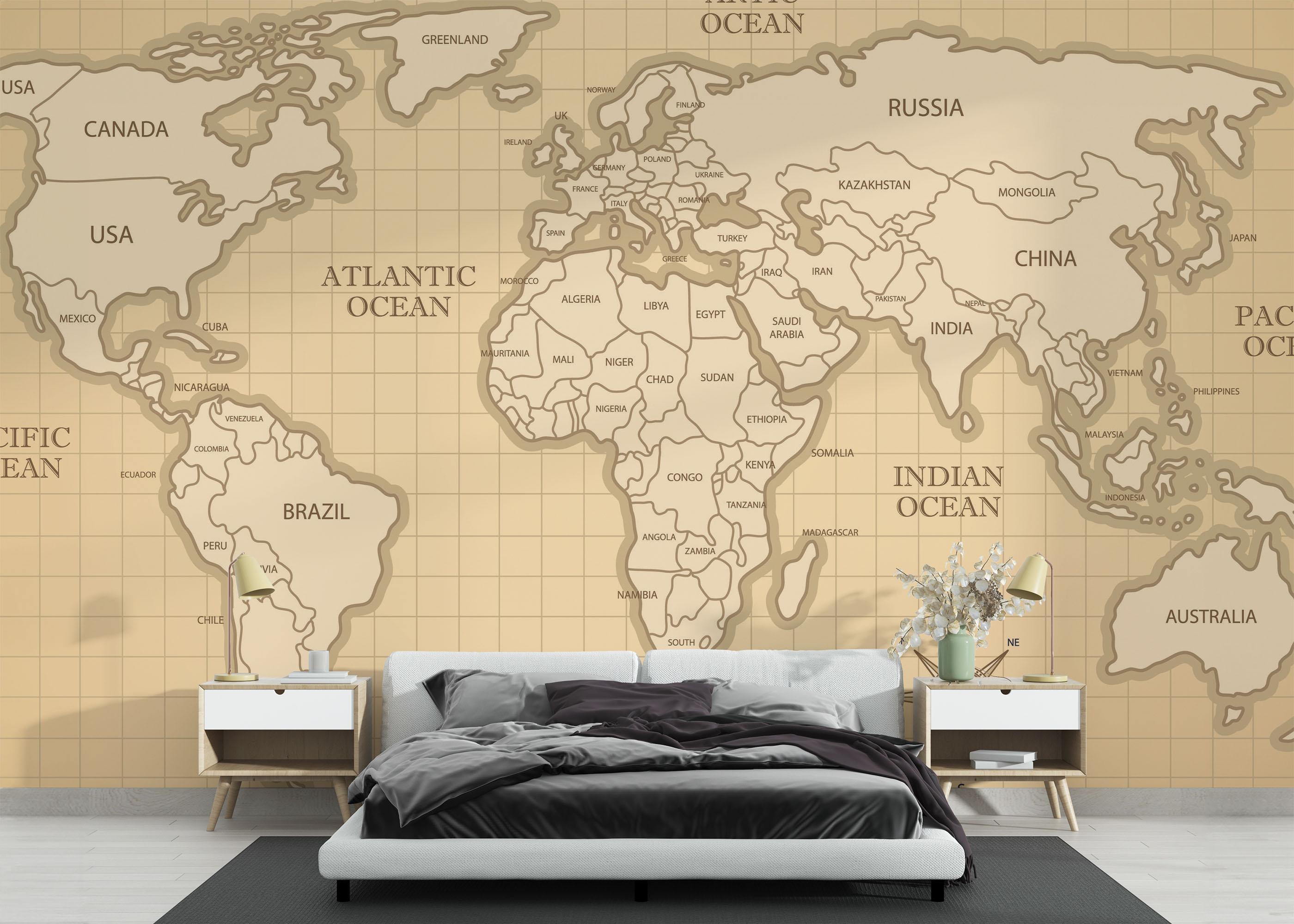 Fototapete Cream Shades Map mockup 3