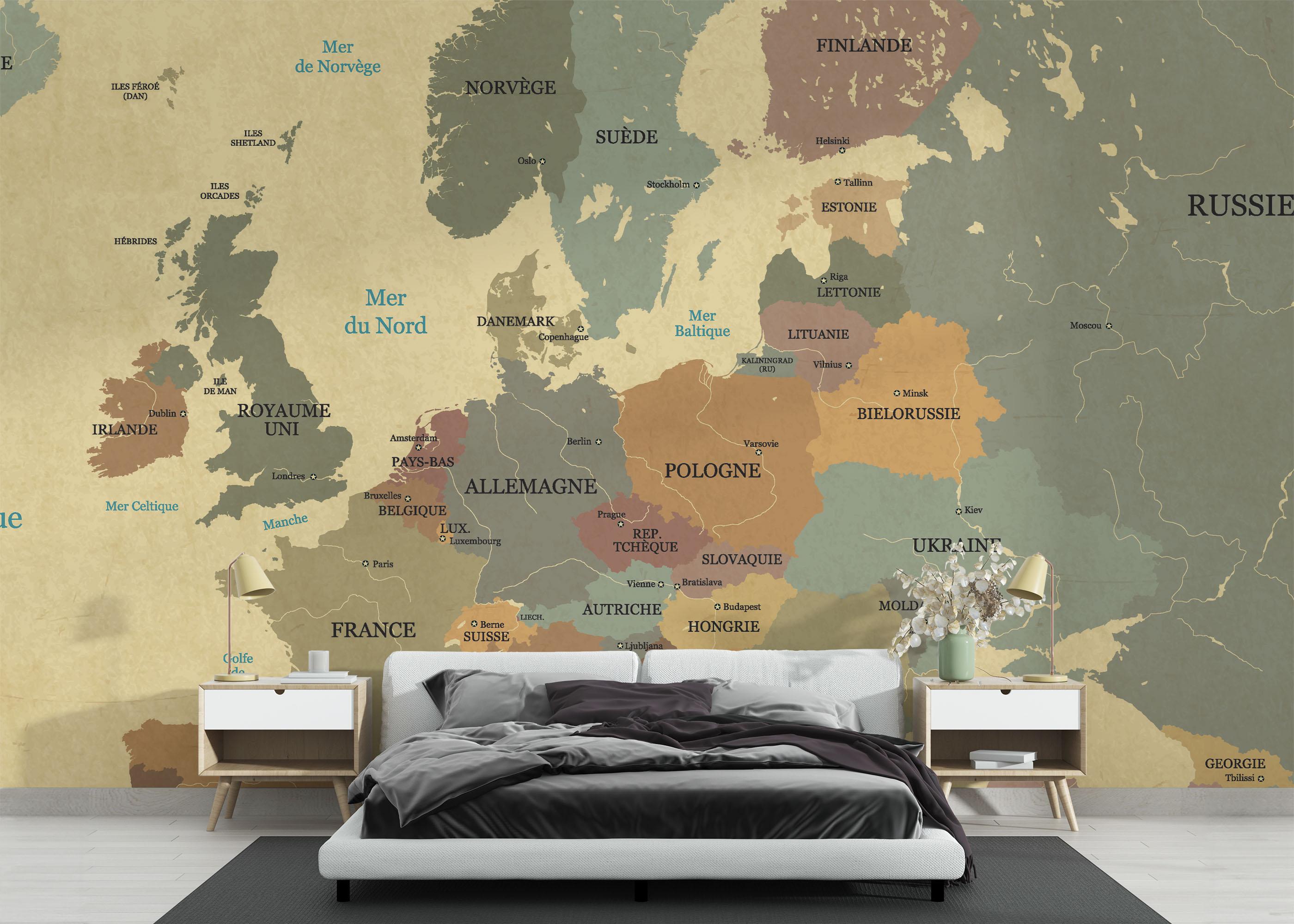 Fototapete Europe Vintage Map mockup 3