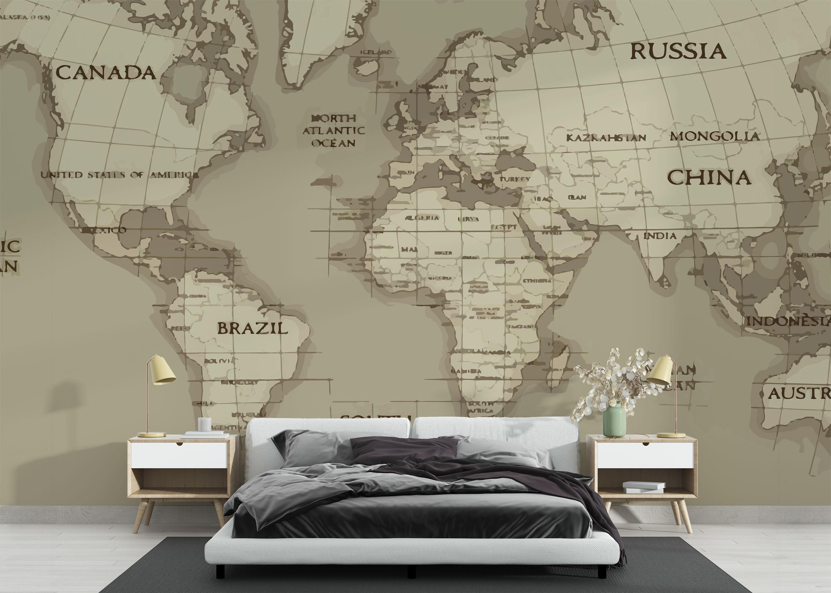 Fototapete Grey Old Map mockup 3