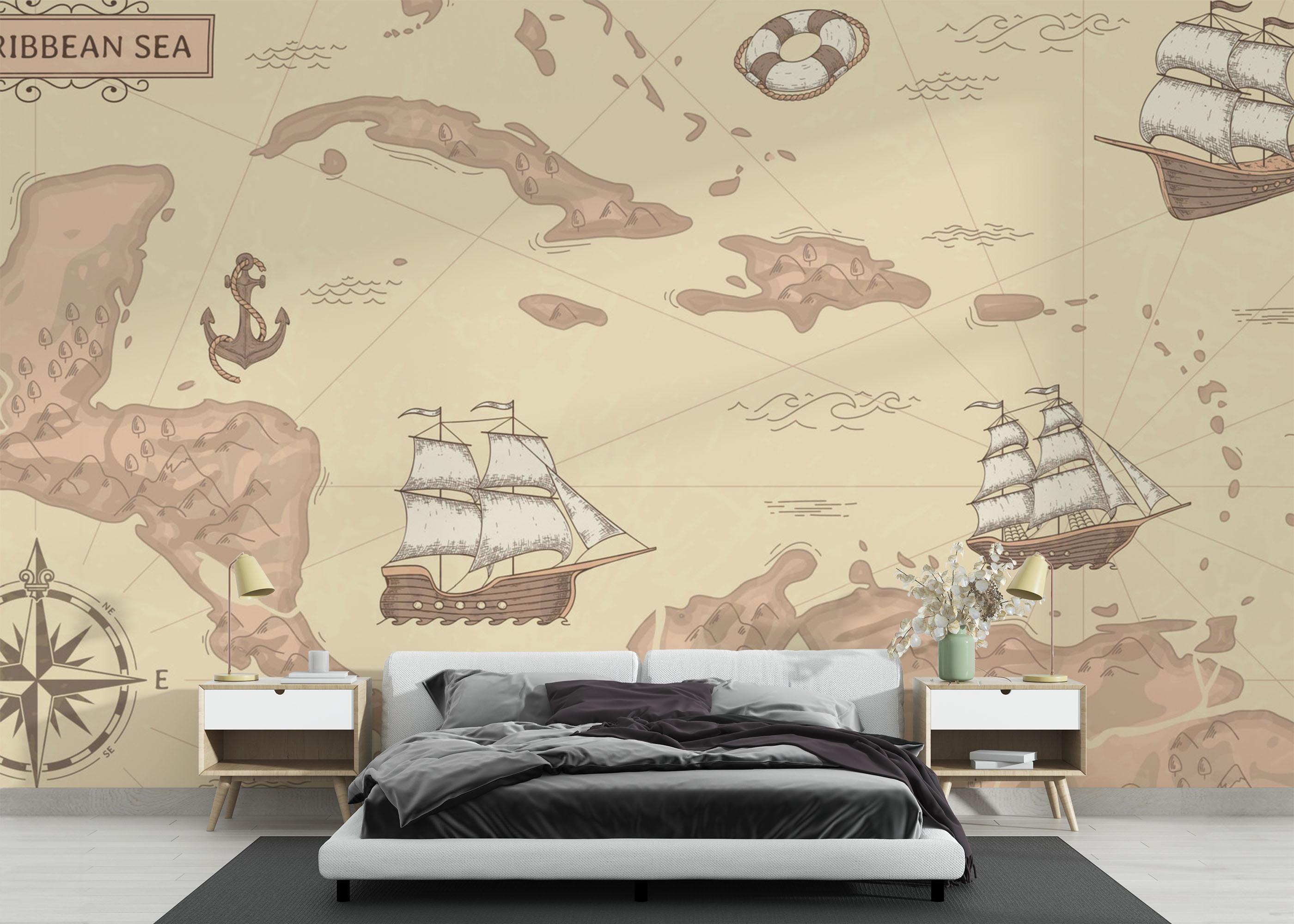 Fototapete Light Pink Map mockup 3