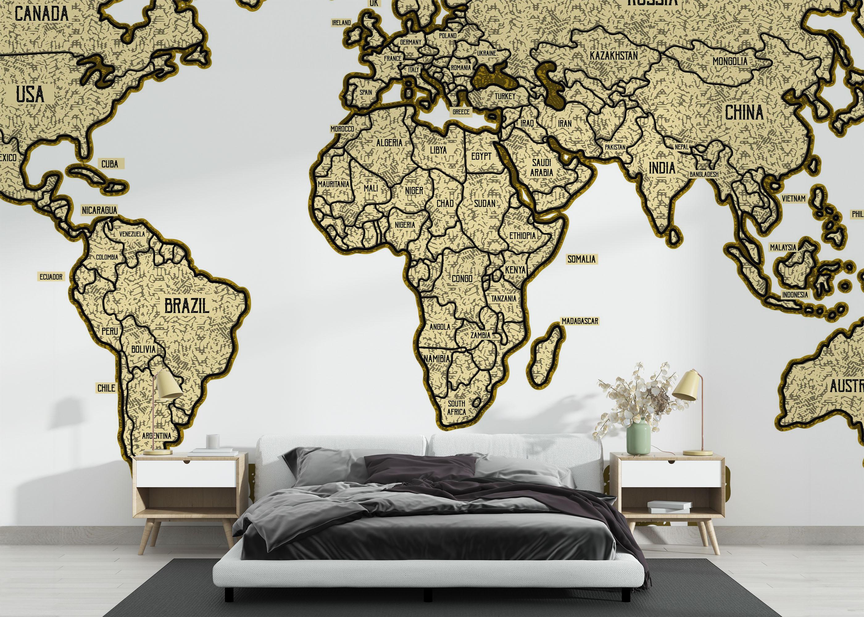 Fototapete Map Vintage Engraved mockup 3