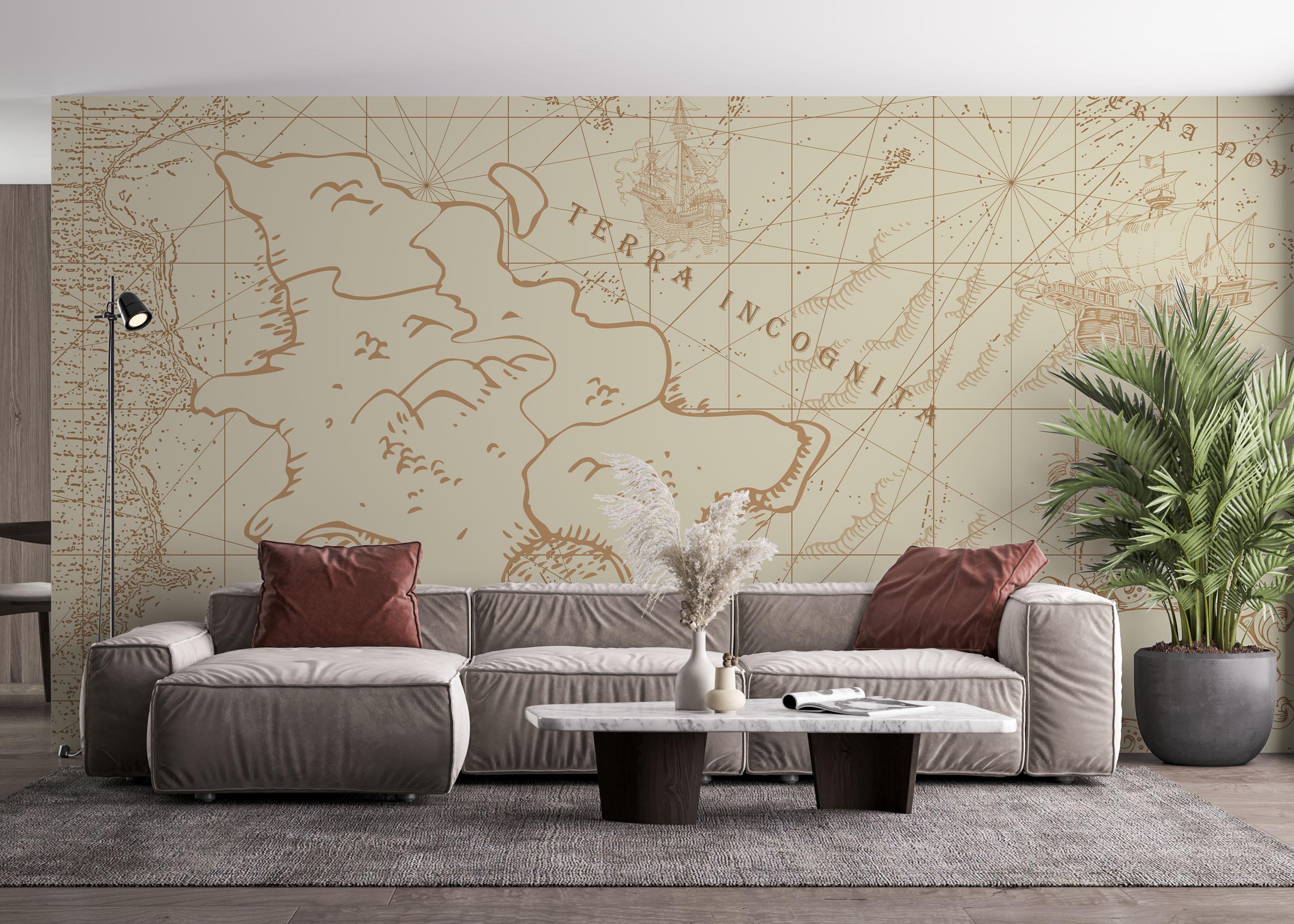 Fototapete Ancient Cream Map mockup 4