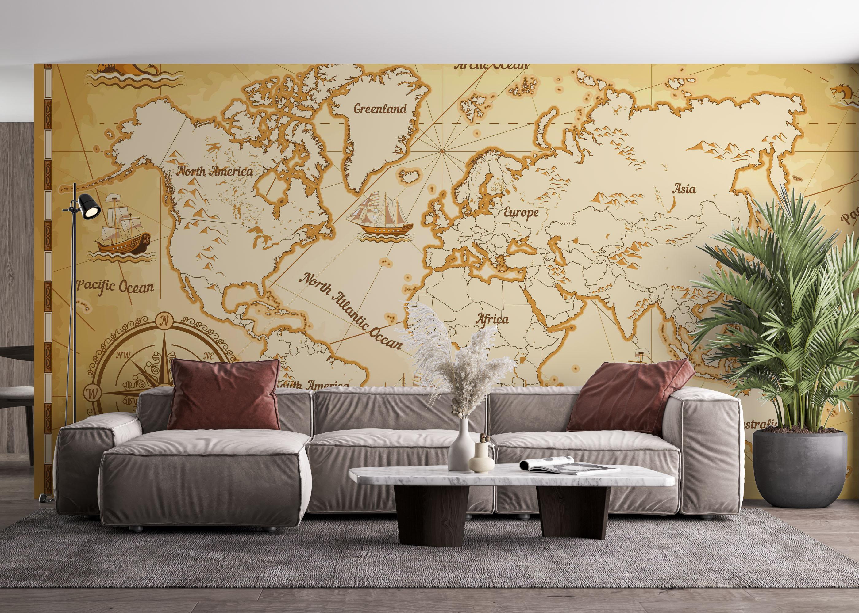 Fototapete Big Yellow Map mockup 4