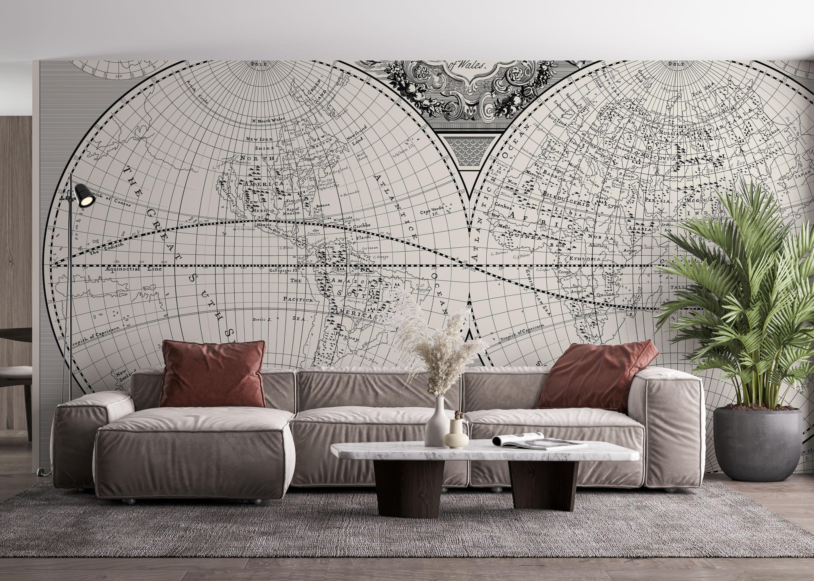 Fototapete Black Old Map mockup 4