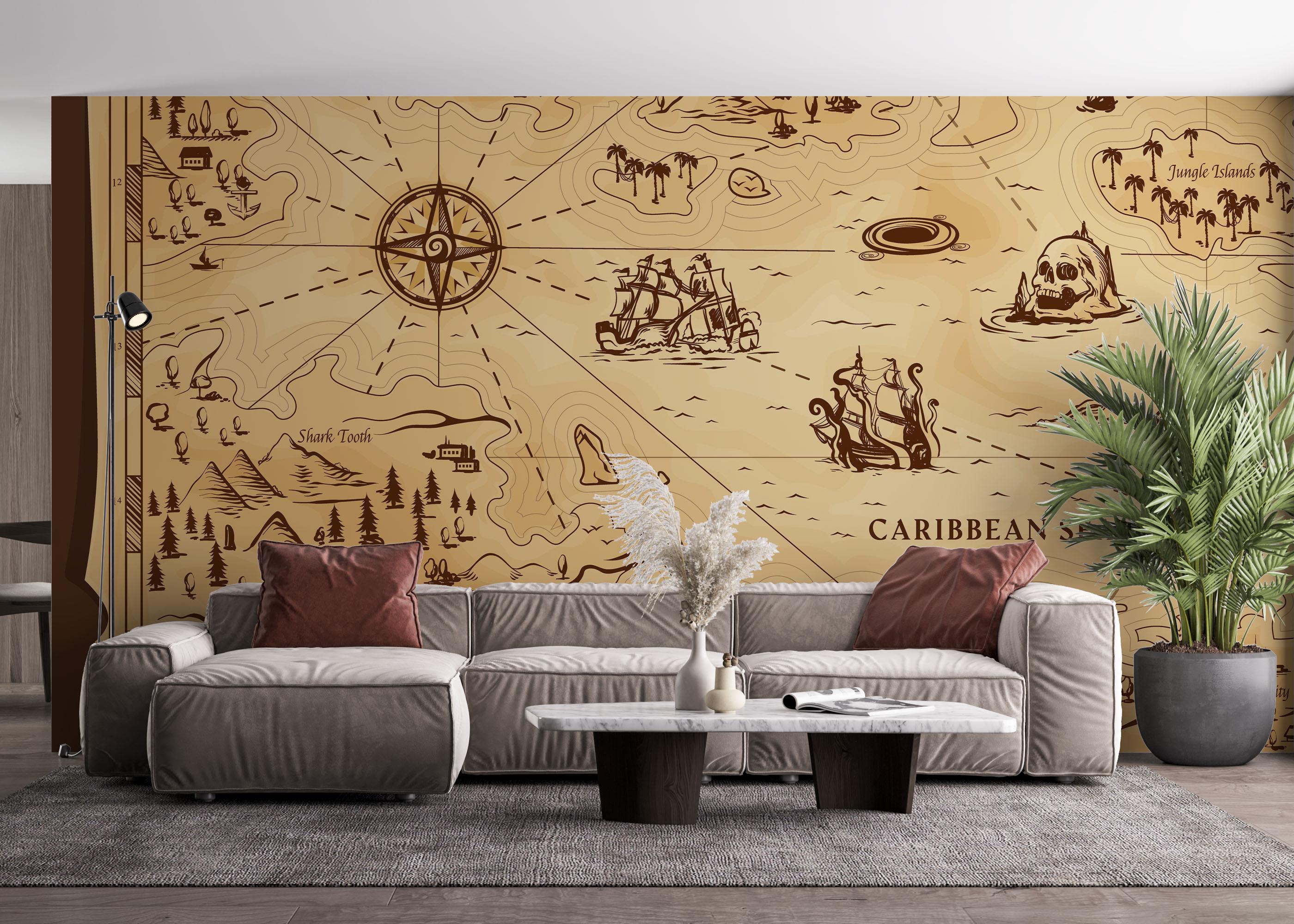 Fototapete Caribean Sea Map mockup 4