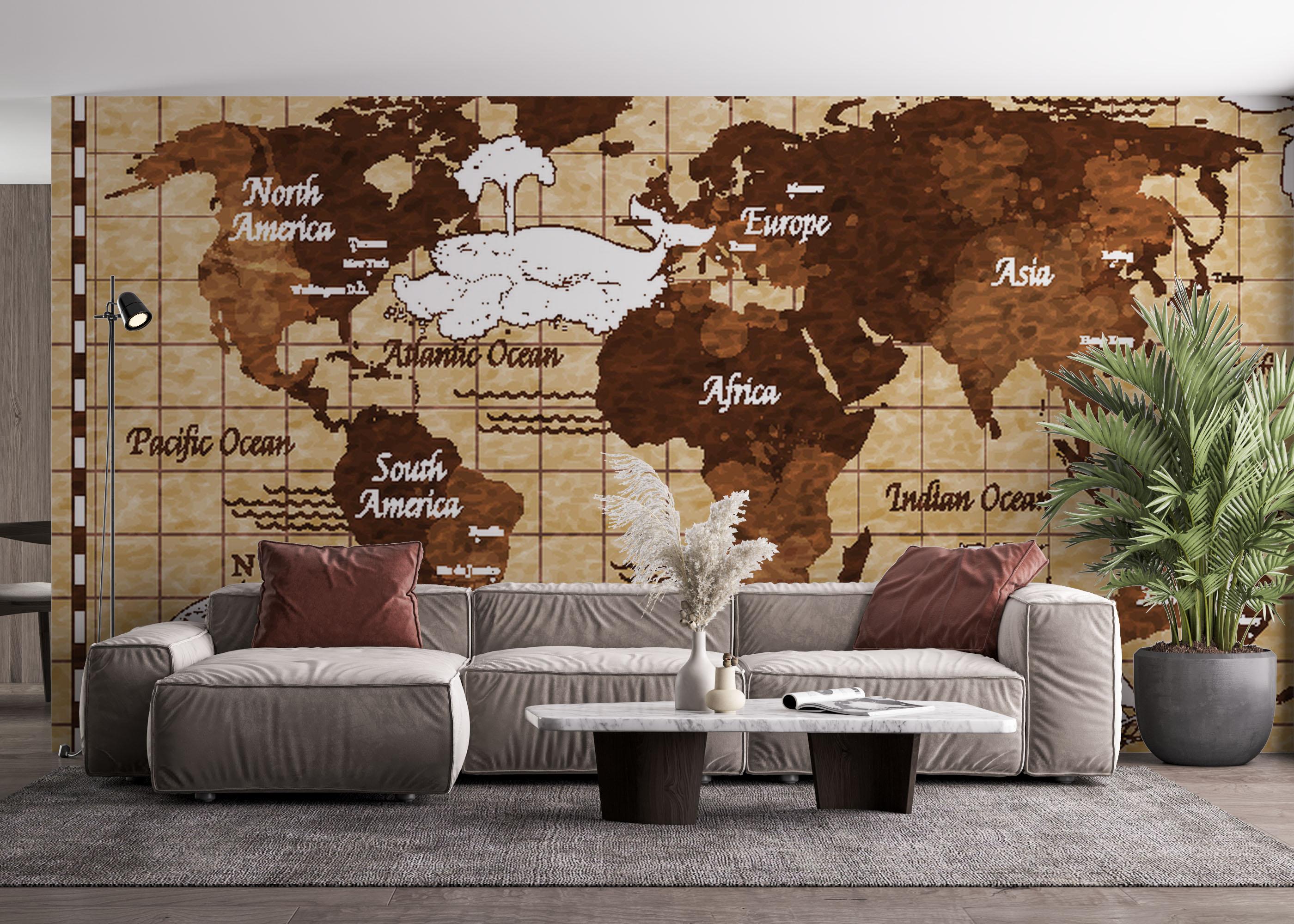 Fototapete Coffee Color Map mockup 4