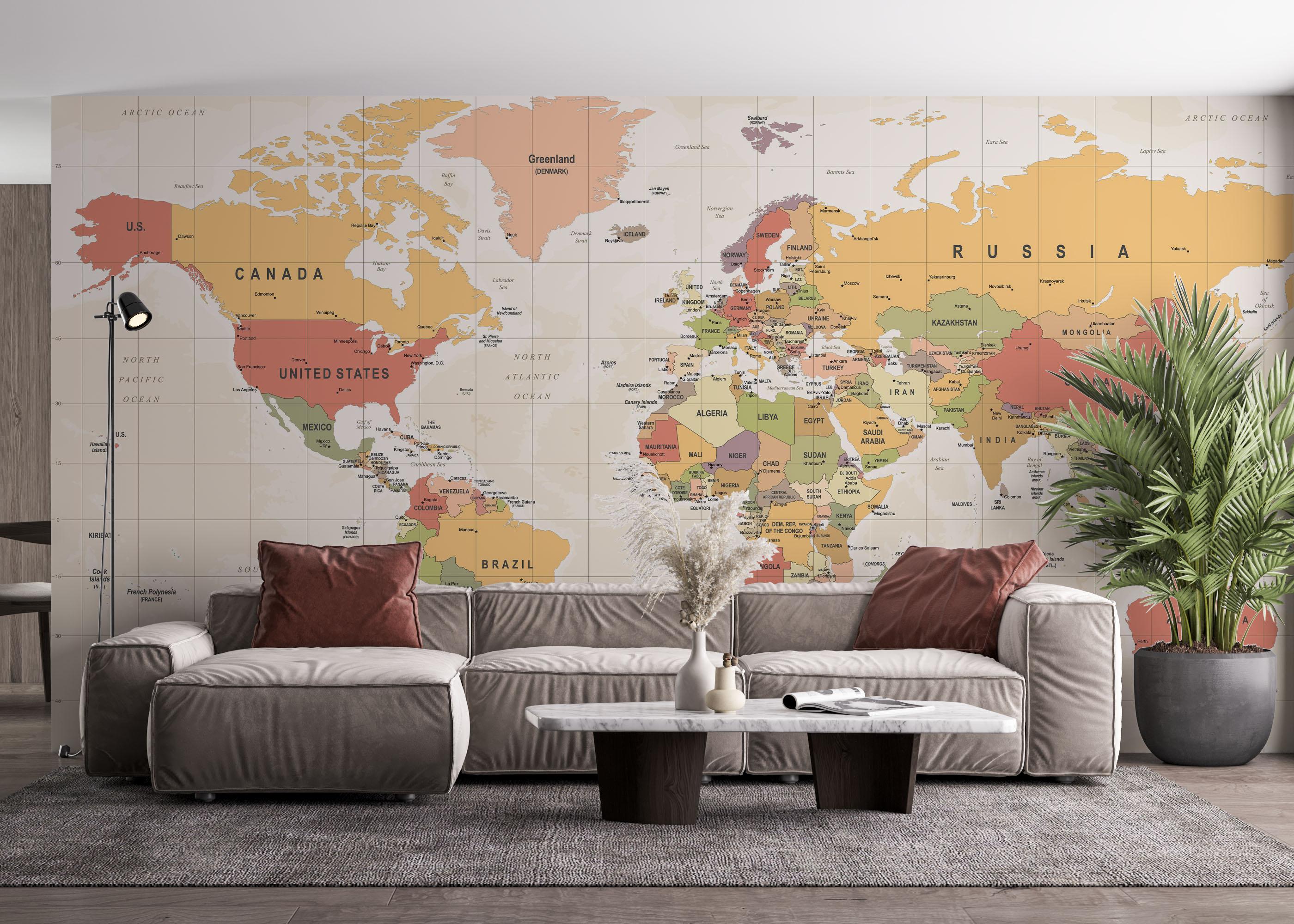 Fototapete Colorful Old Map mockup 4