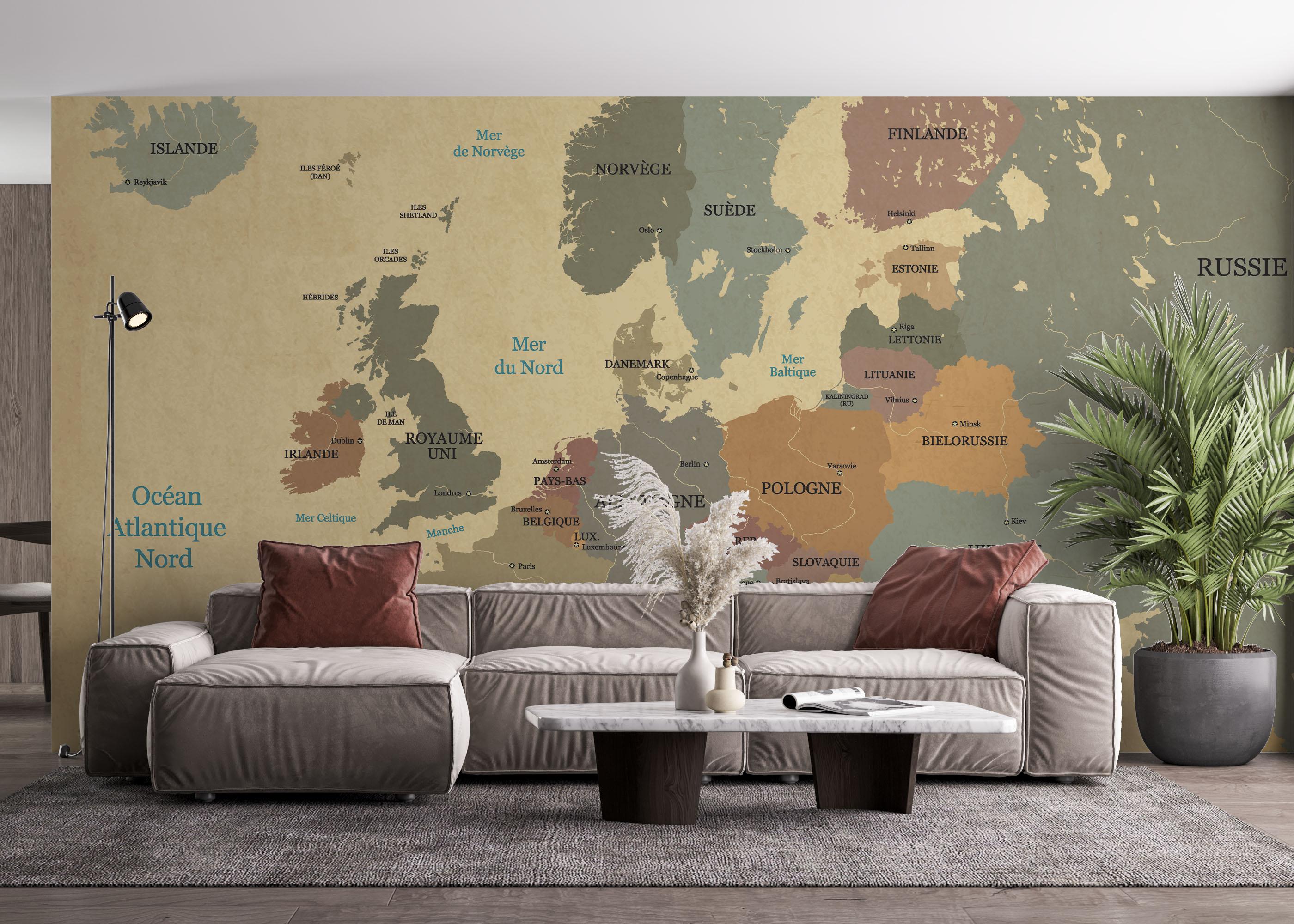 Fototapete Europe Vintage Map mockup 4