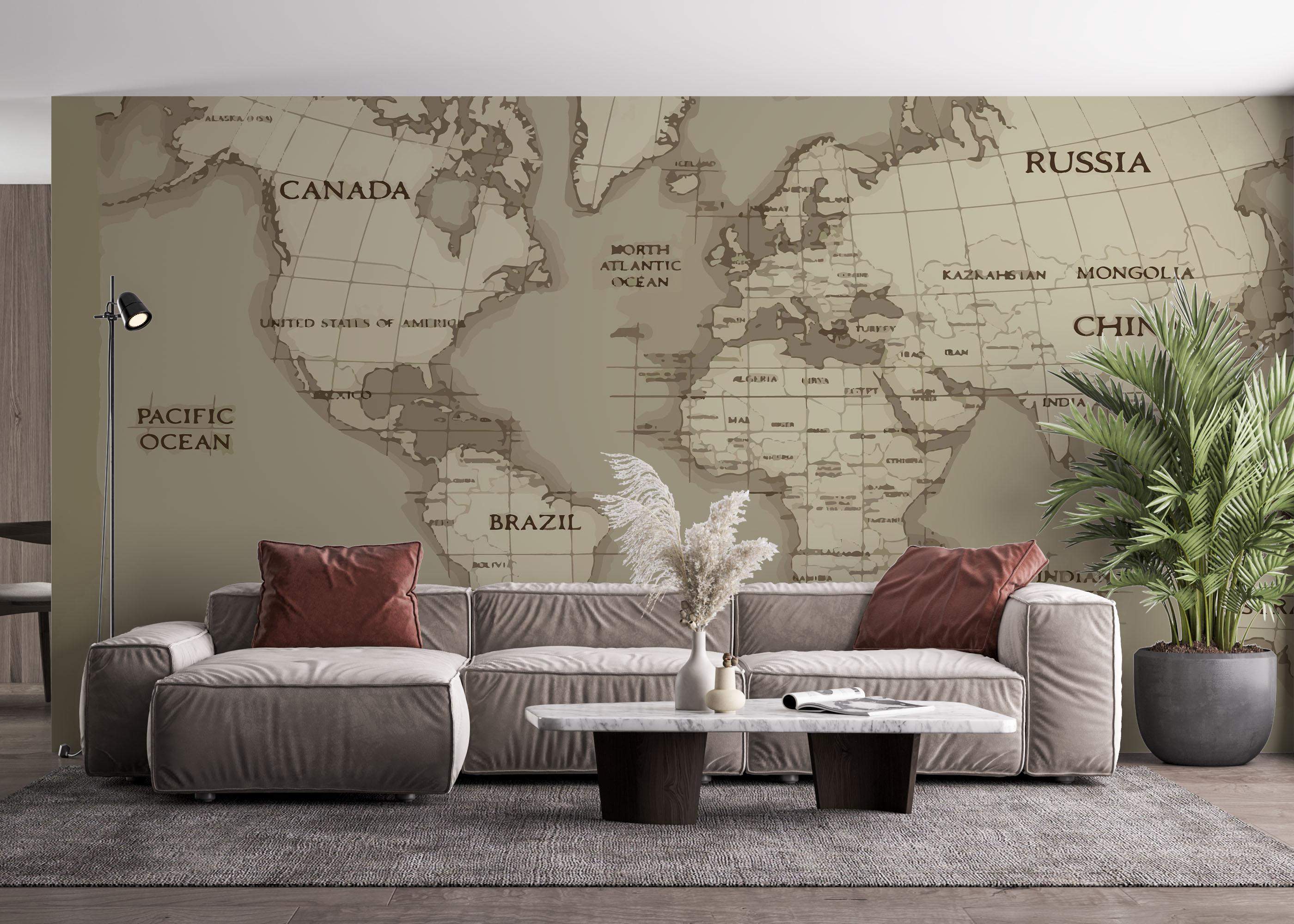 Fototapete Grey Old Map mockup 4