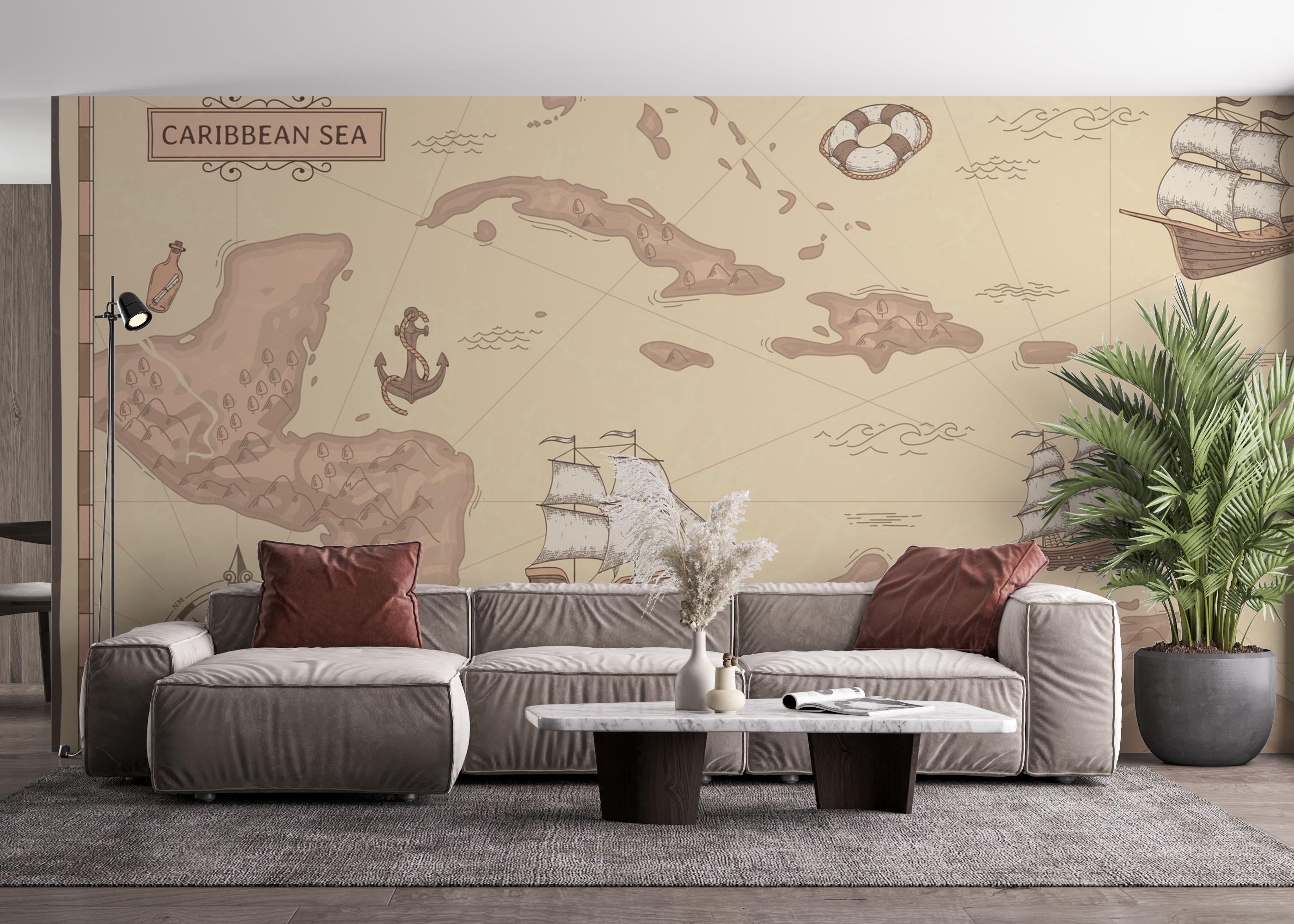 Fototapete Light Pink Map mockup 4