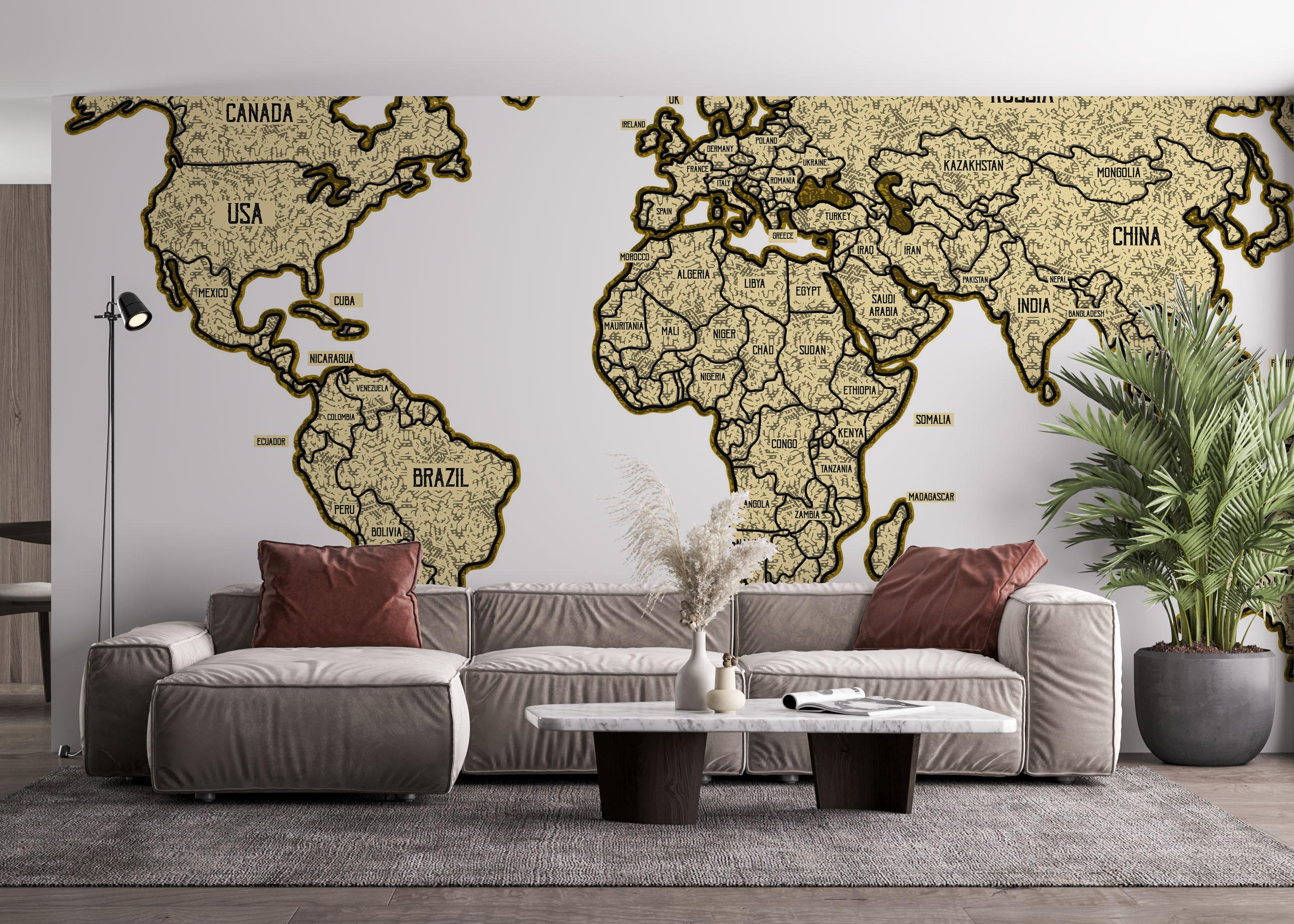 Fototapete Map Vintage Engraved mockup 4