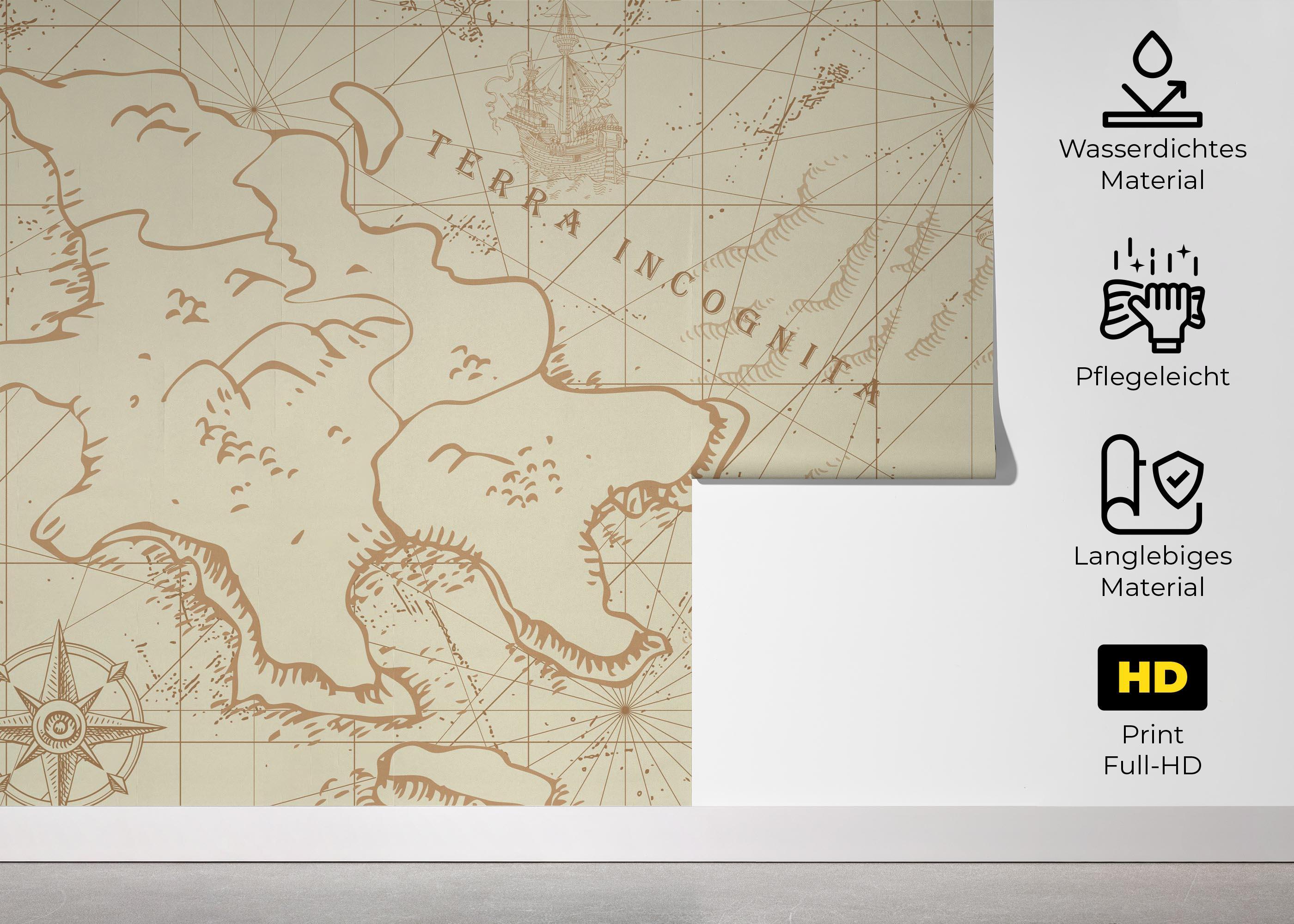 Fototapete Ancient Cream Map mockup 5