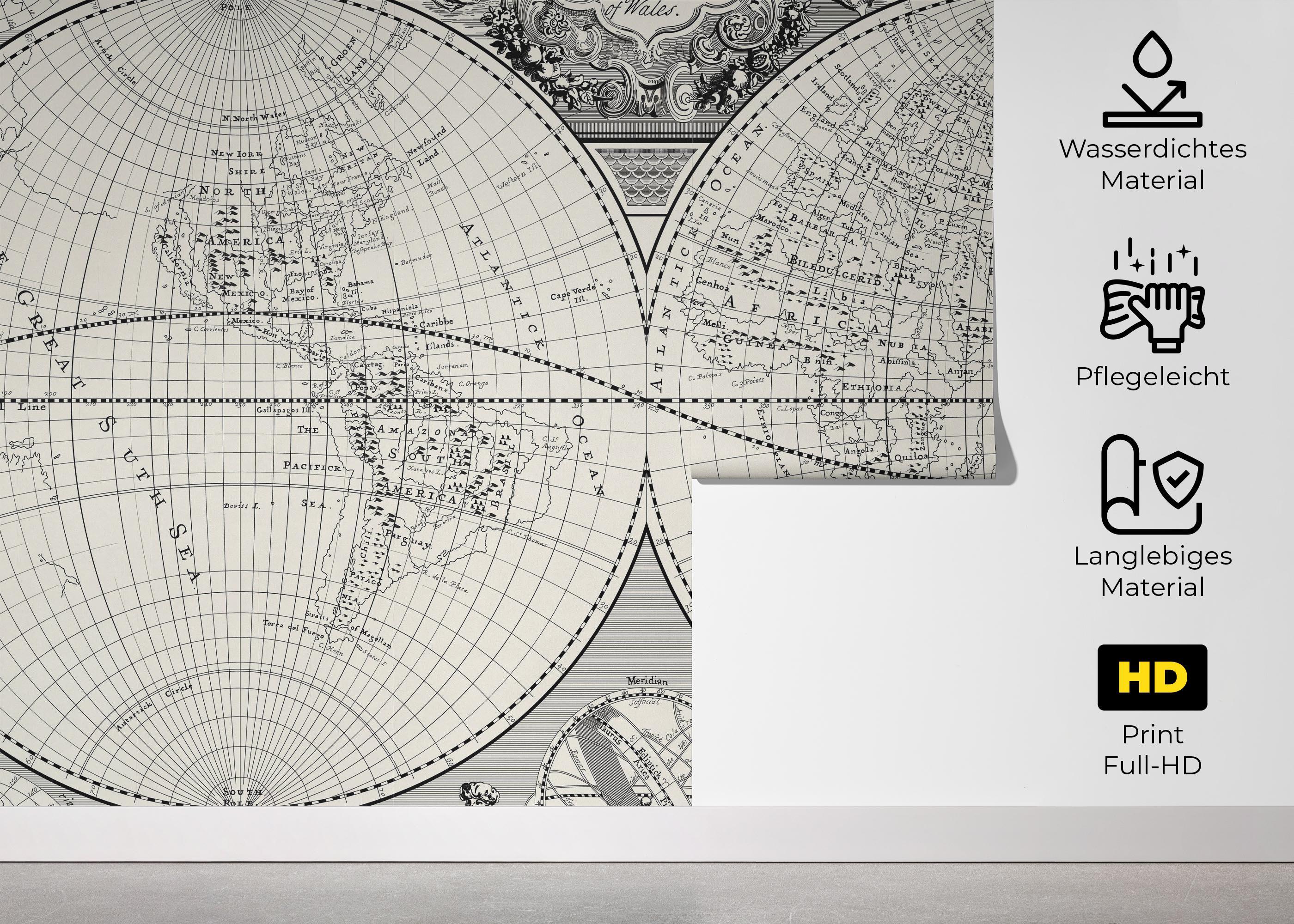 Fototapete Black Old Map mockup 5