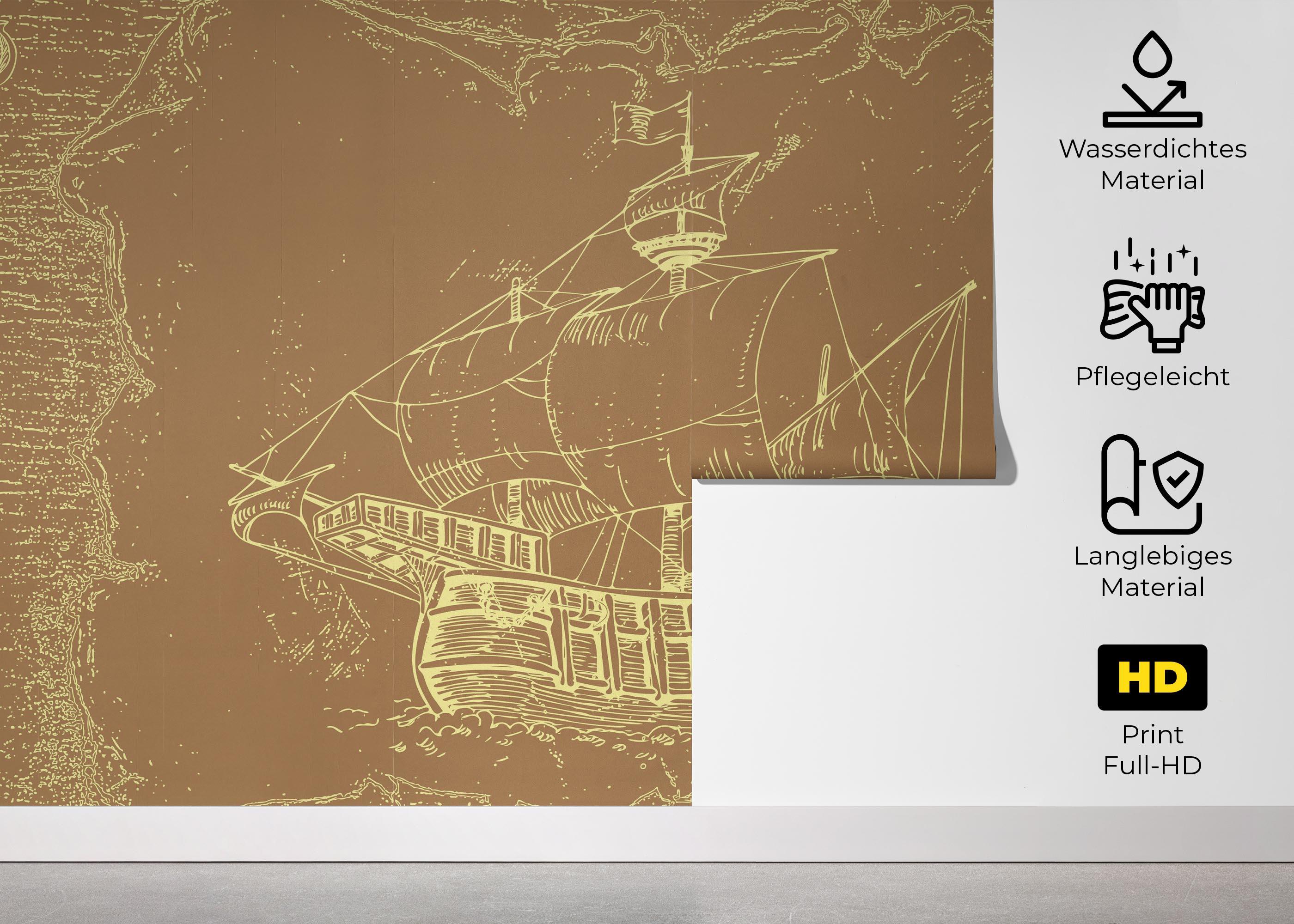 Fototapete Caravel Map mockup 5