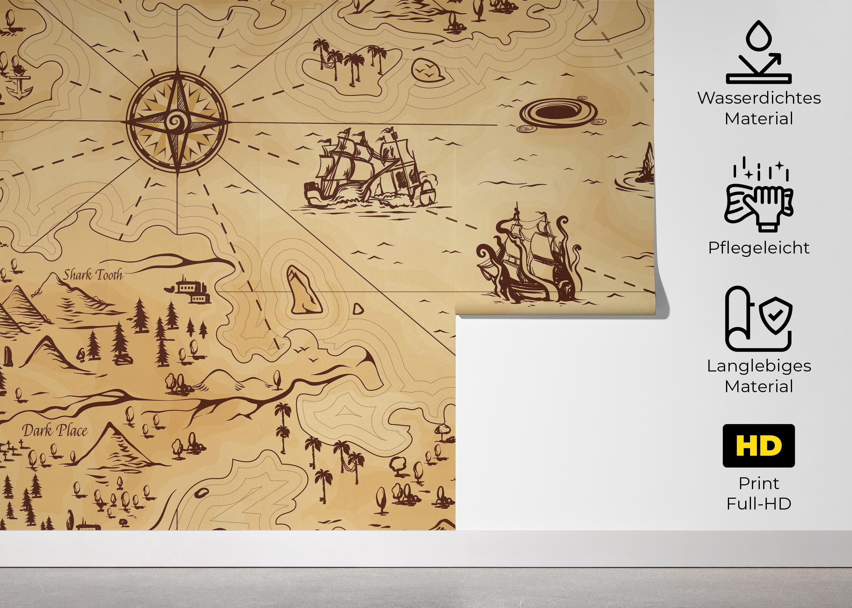 Fototapete Caribean Sea Map mockup 5