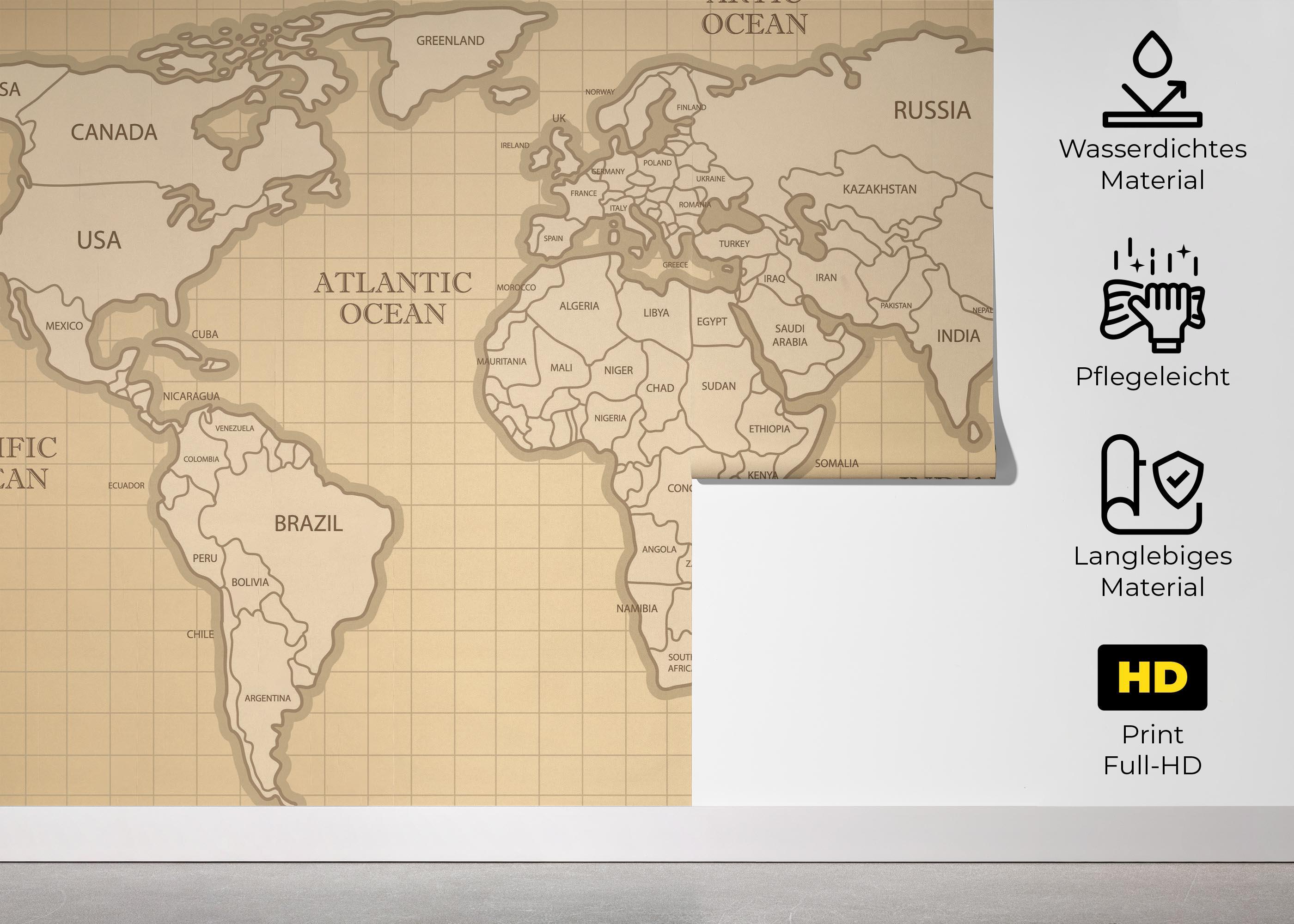 Fototapete Cream Shades Map mockup 5