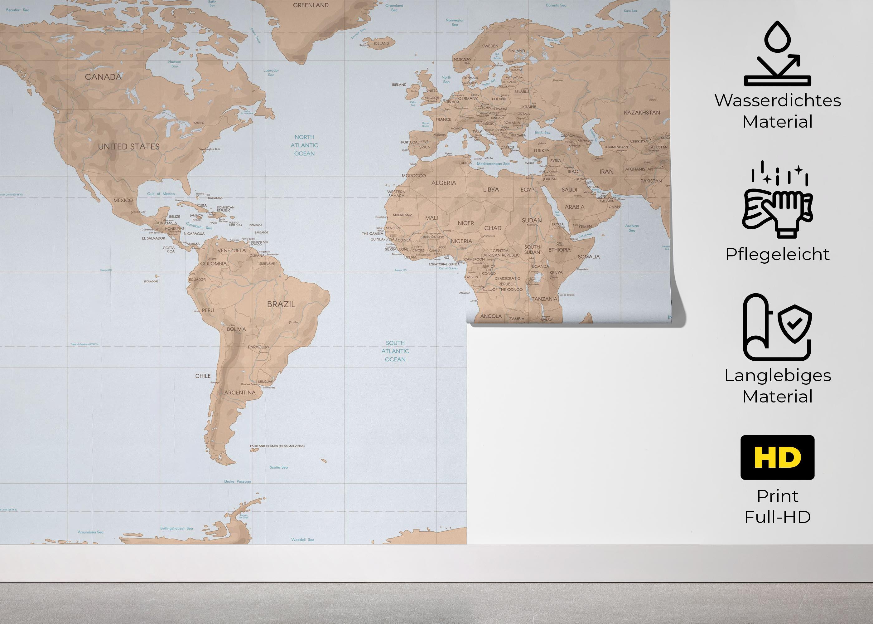 Fototapete Dark Cream Map mockup 5