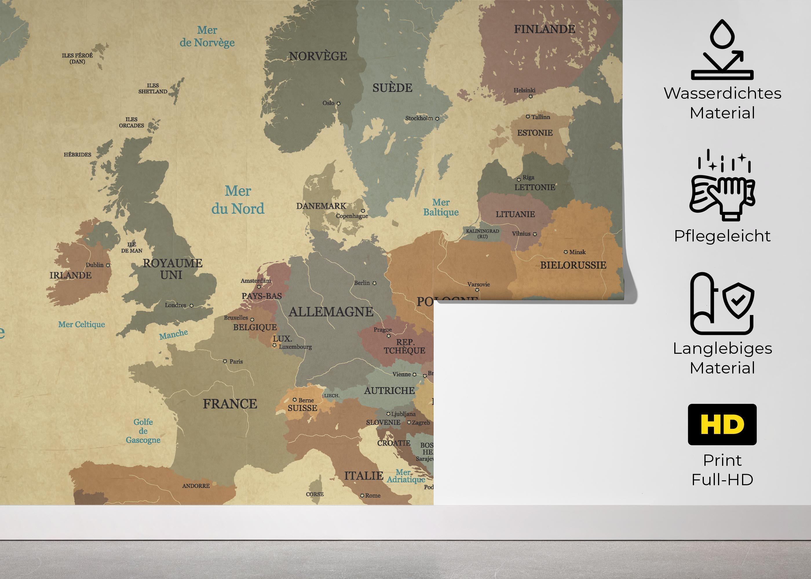 Fototapete Europe Vintage Map mockup 5