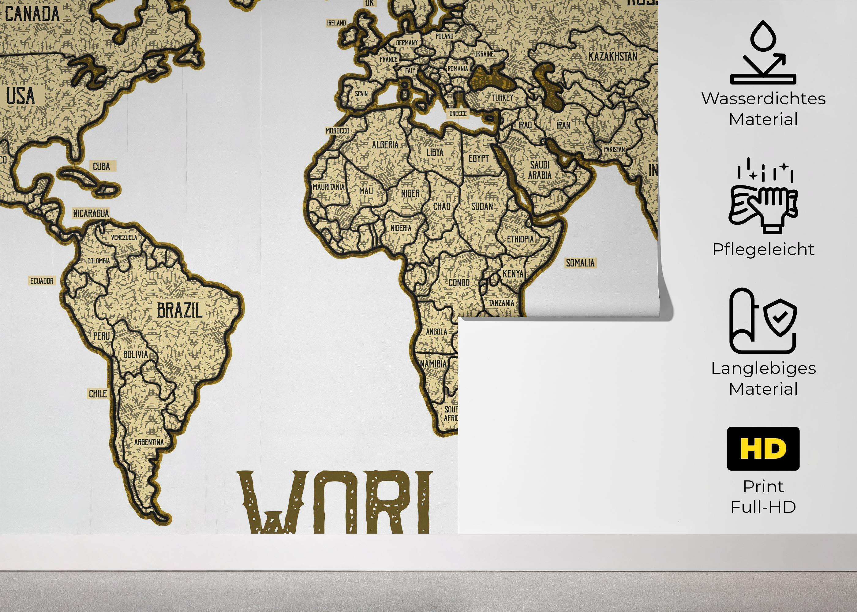 Fototapete Map Vintage Engraved mockup 5