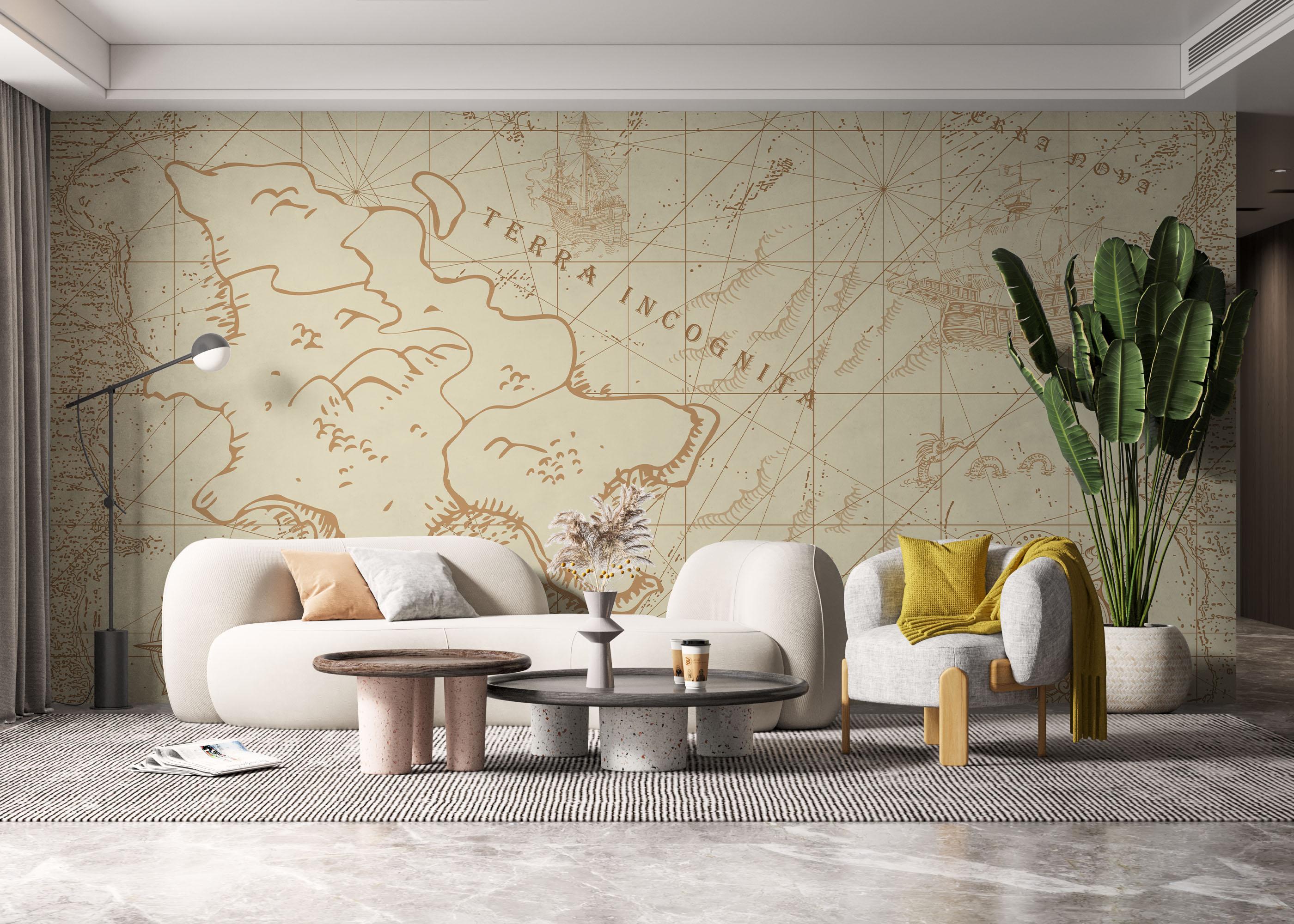 Fototapete Ancient Cream Map mockup 6