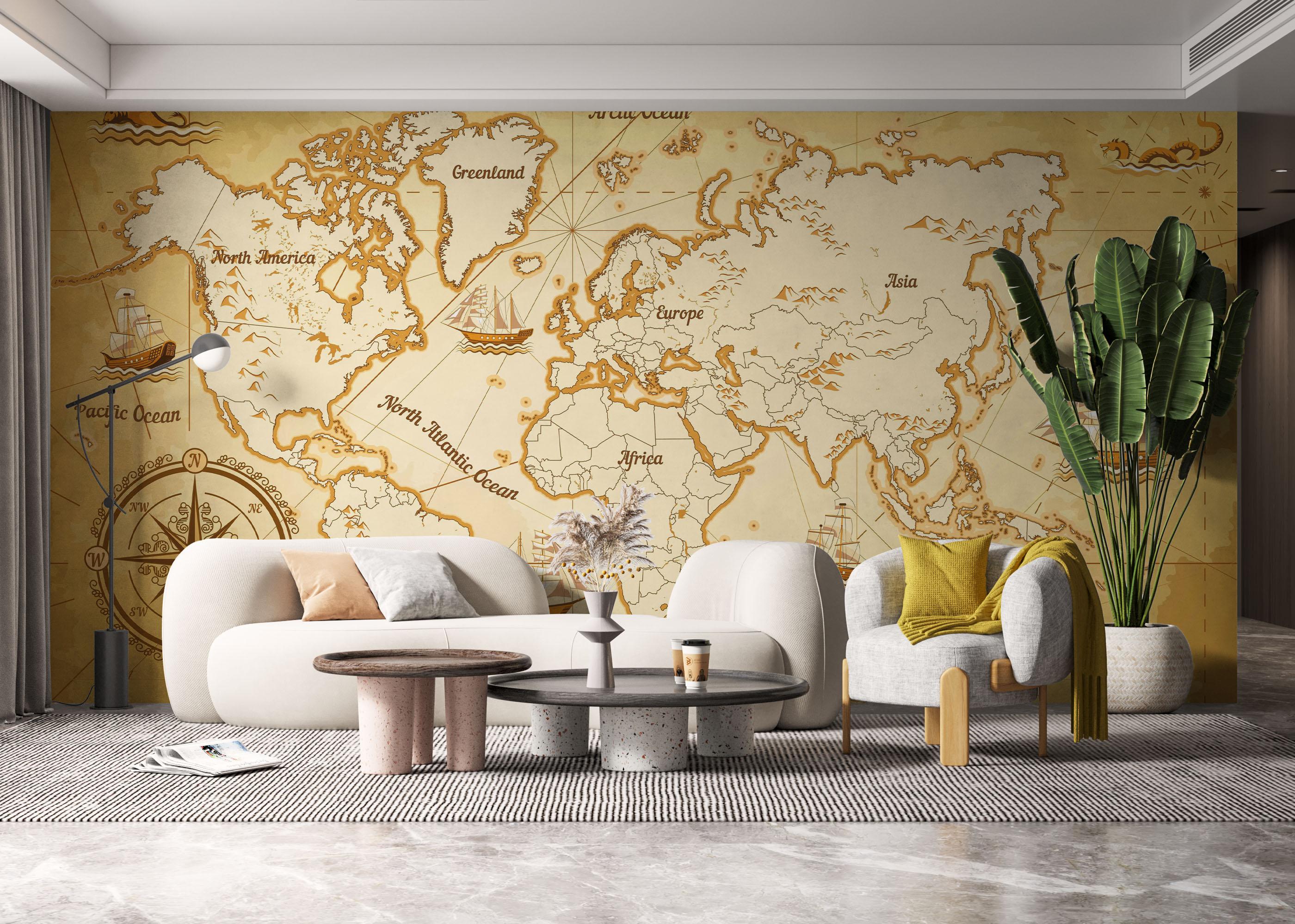 Fototapete Big Yellow Map mockup 6