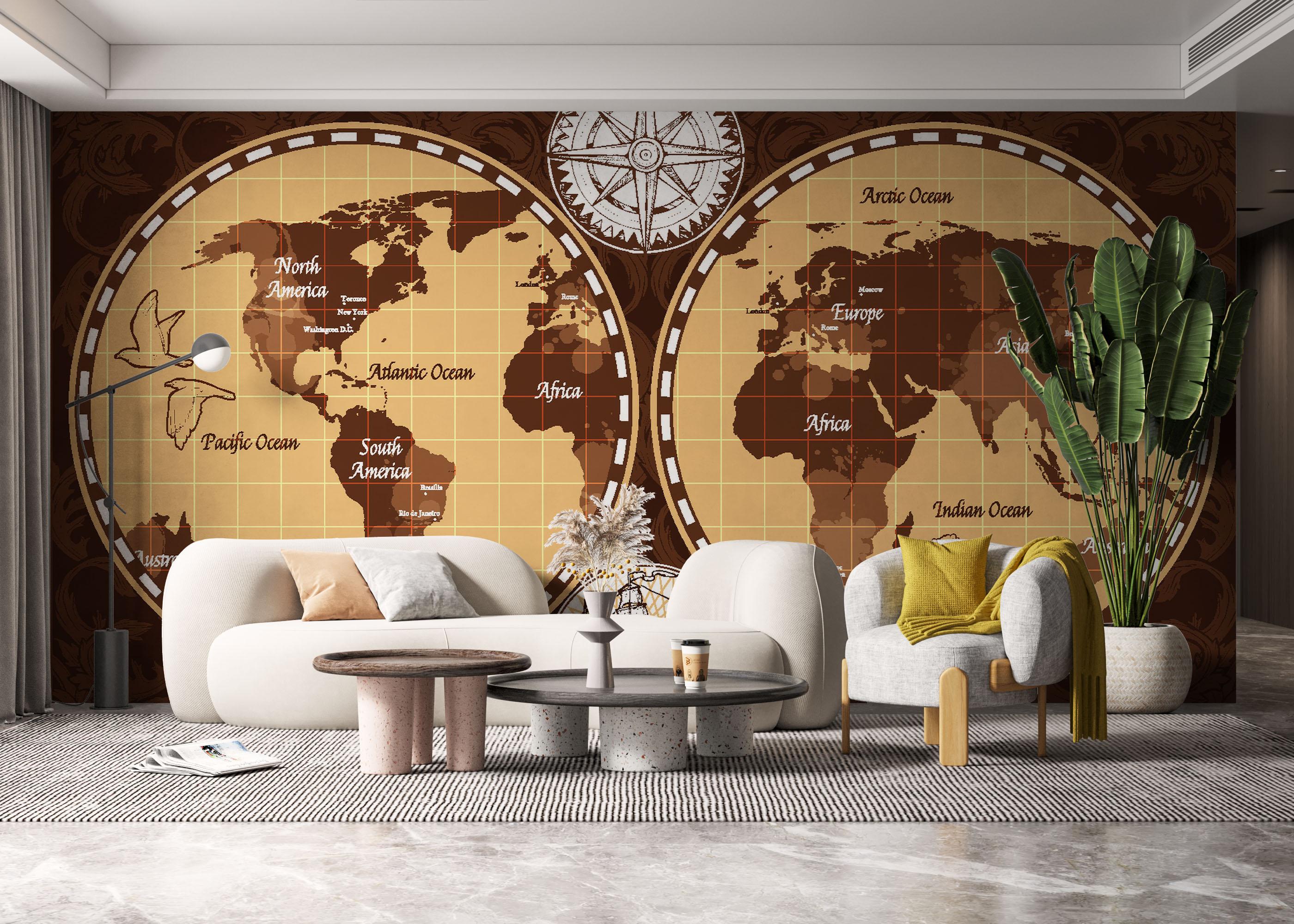 Fototapete Brown Old Map mockup 6