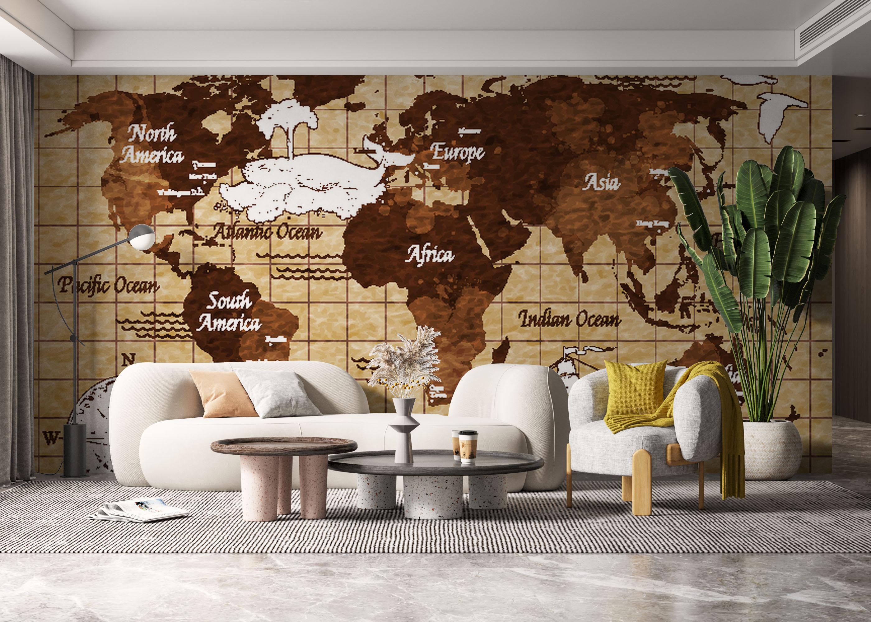 Fototapete Coffee Color Map mockup 6