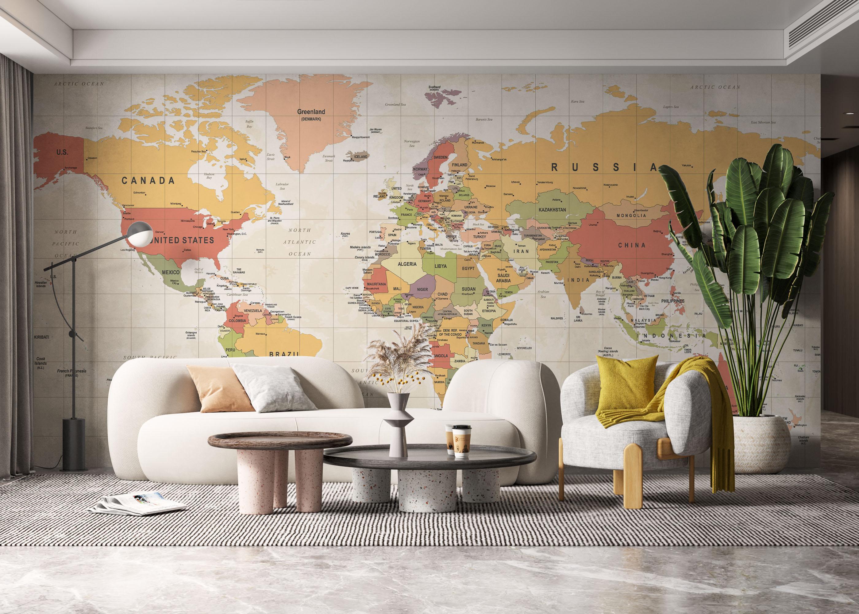 Fototapete Colorful Old Map mockup 6