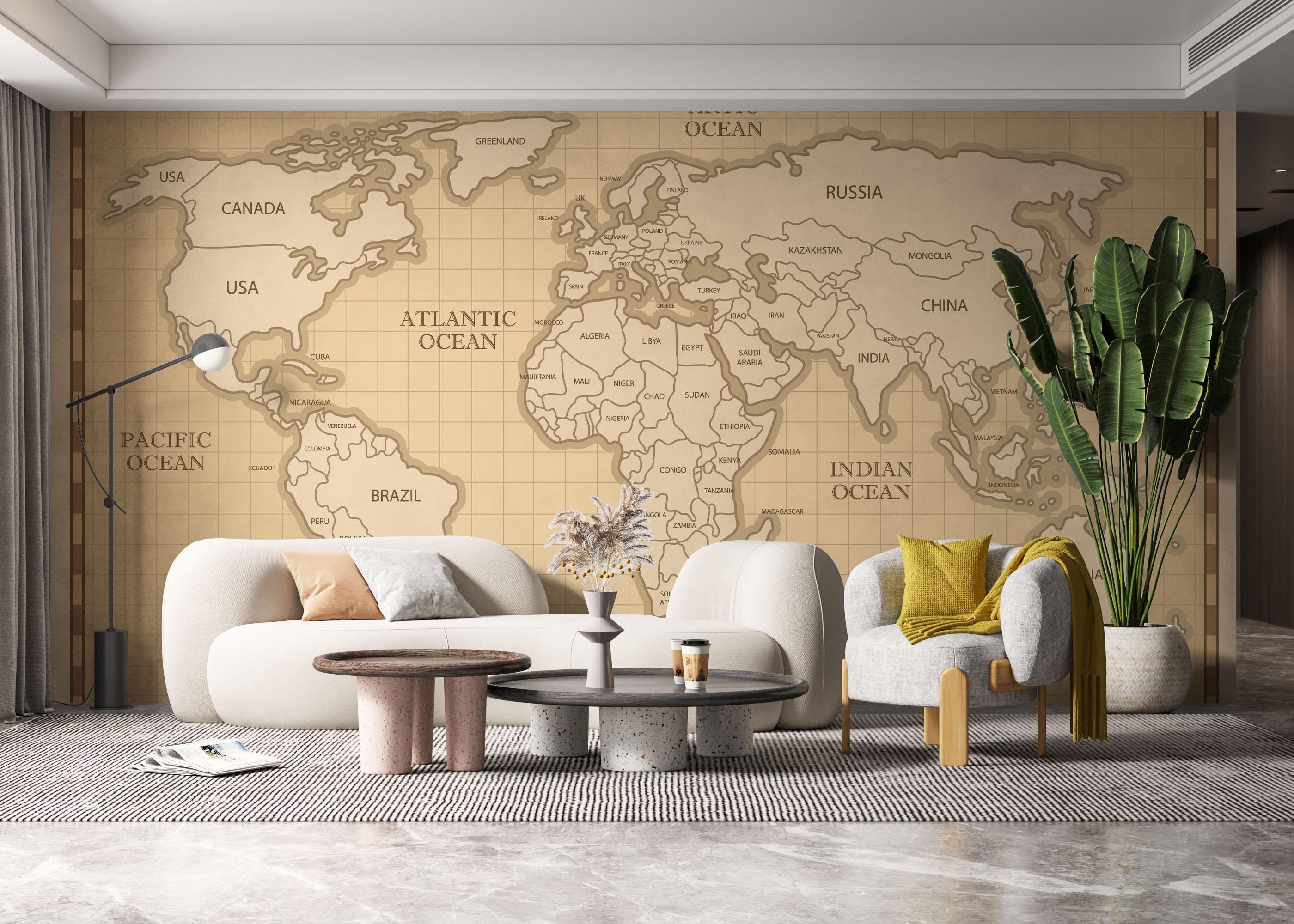 Fototapete Cream Shades Map mockup 6