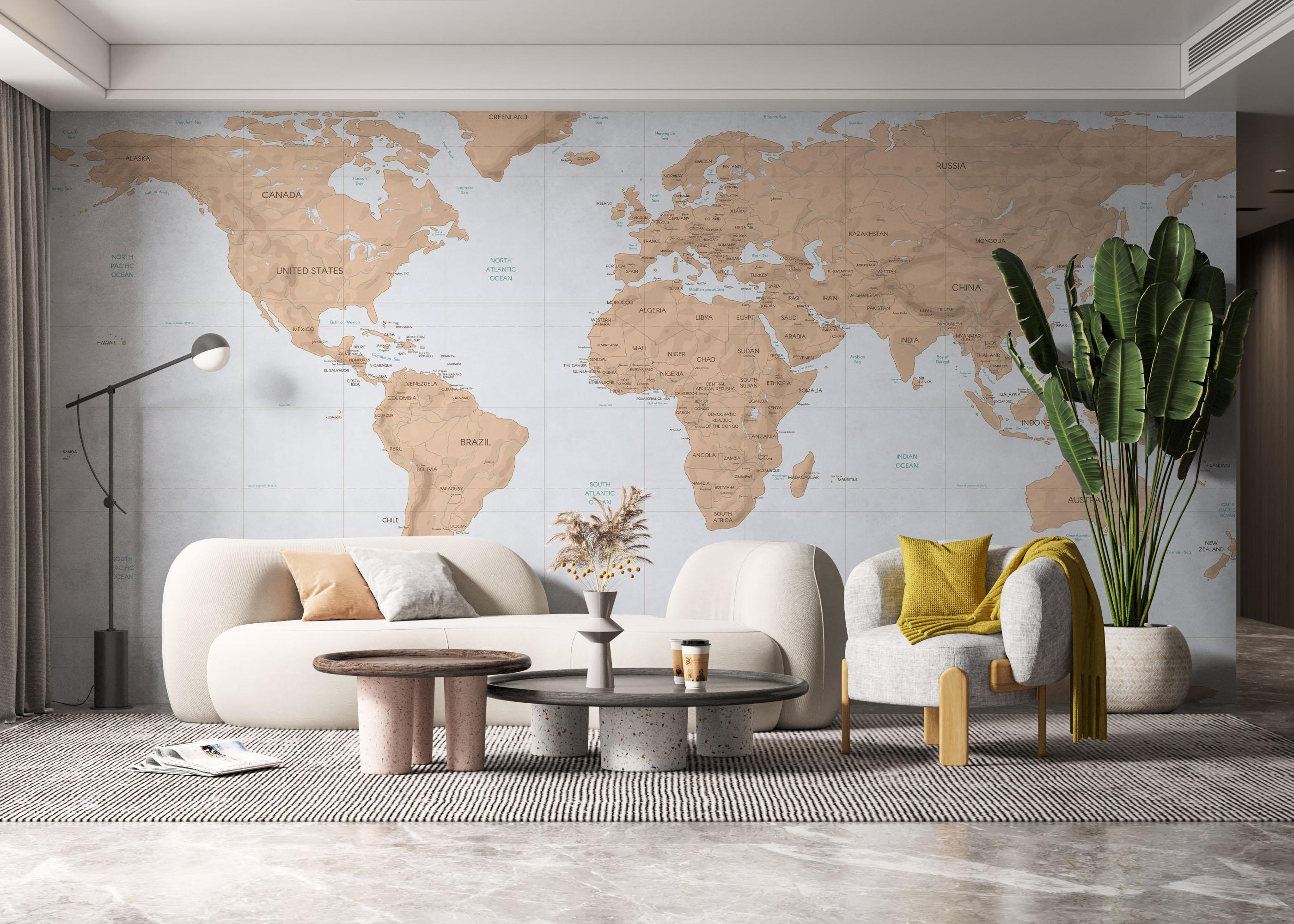 Fototapete Dark Cream Map mockup 6